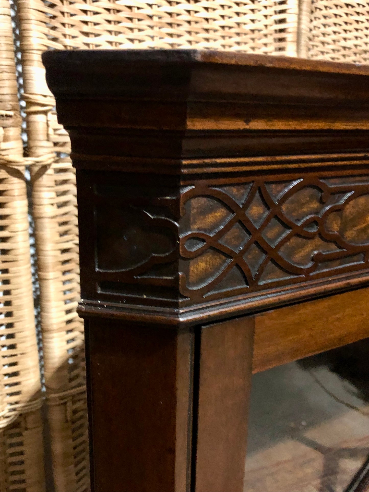 000560....Handsome Pair Of Mahogany Glazed Corner Cabinets