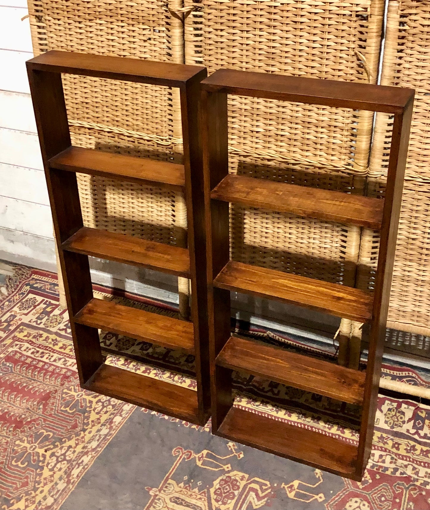 000563....Handsome Pair Of Vintage Pine Shelves Or Spice Racks