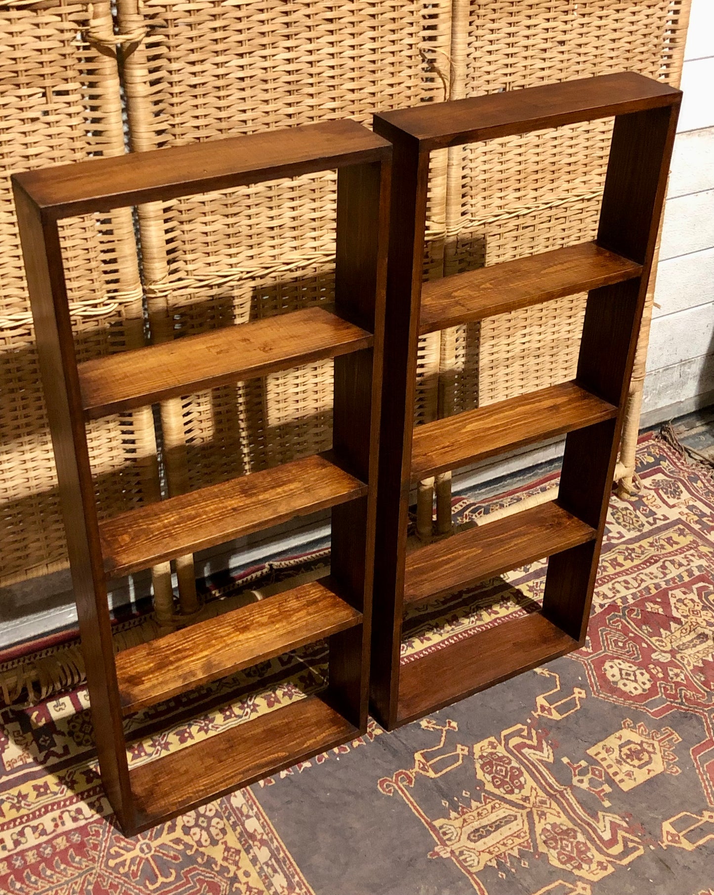 000563....Handsome Pair Of Vintage Pine Shelves Or Spice Racks