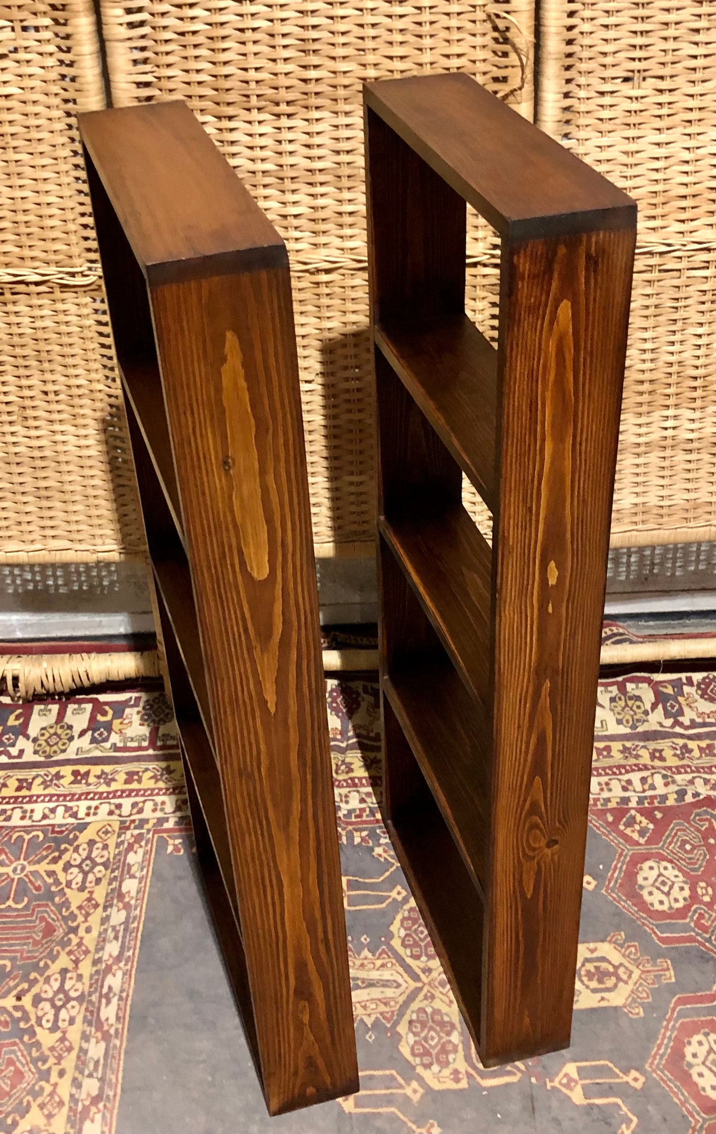 000563....Handsome Pair Of Vintage Pine Shelves Or Spice Racks