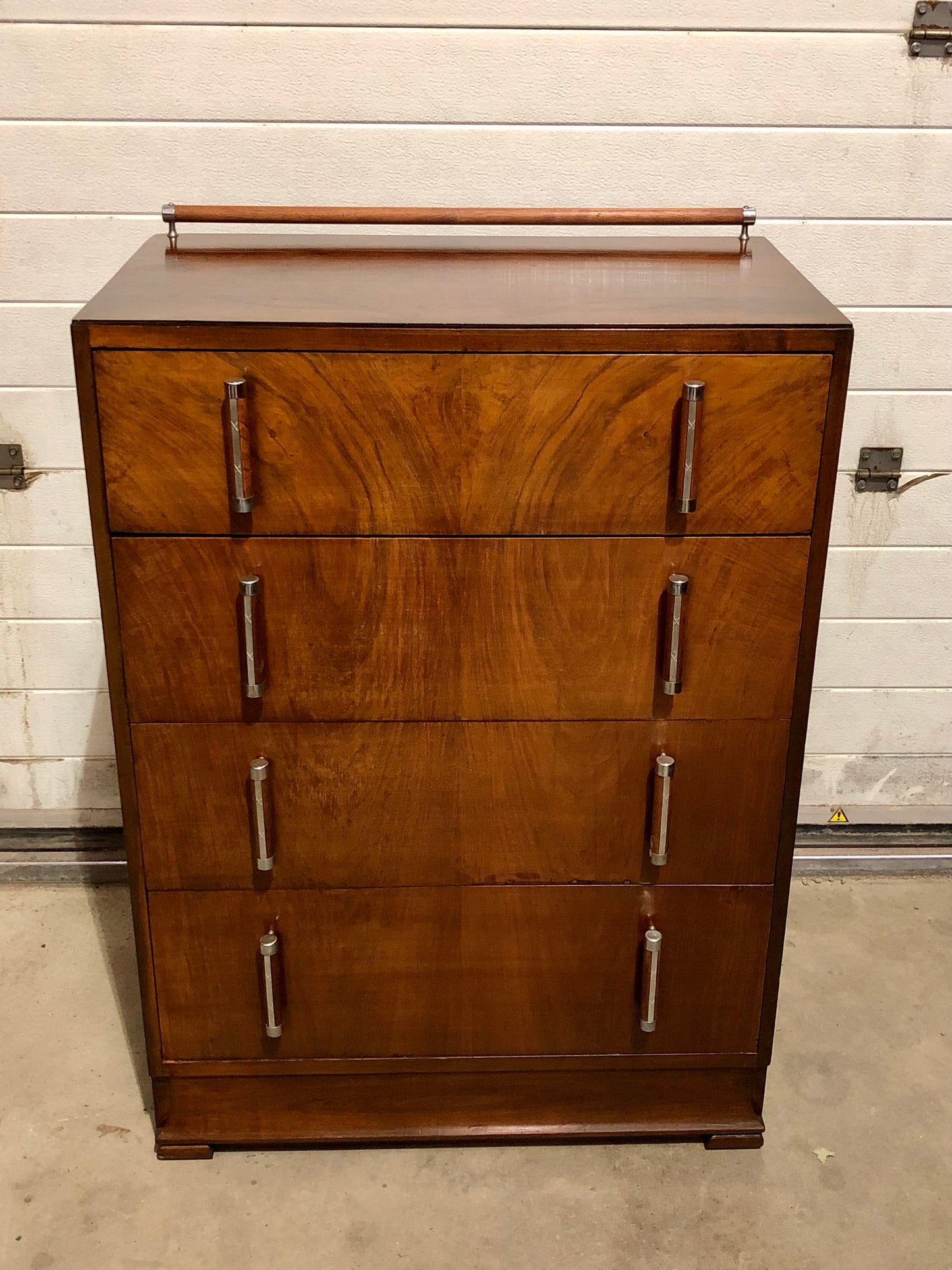 000728....Handsome Art Deco Walnut Chest Of Drawers ( sold )