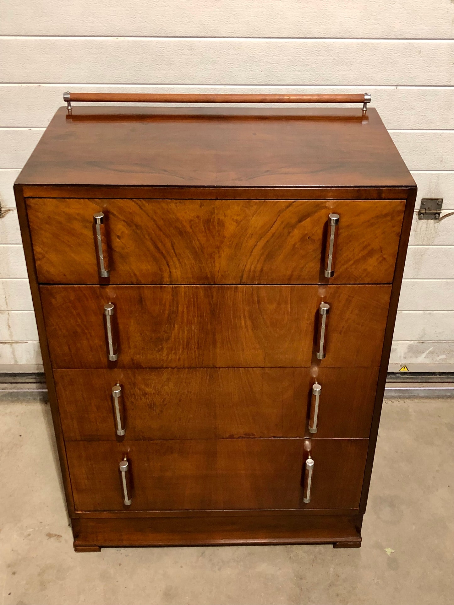 000728....Handsome Art Deco Walnut Chest Of Drawers ( sold )