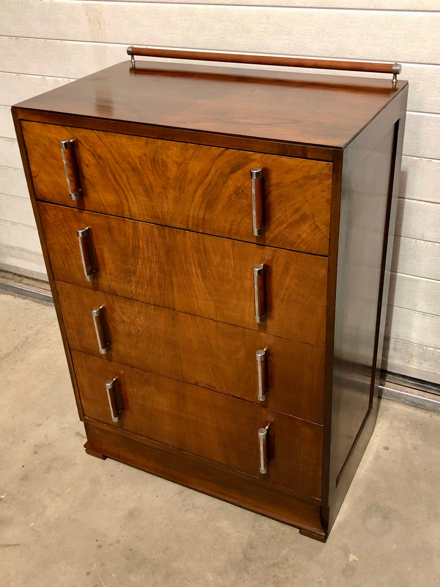 000728....Handsome Art Deco Walnut Chest Of Drawers ( sold )