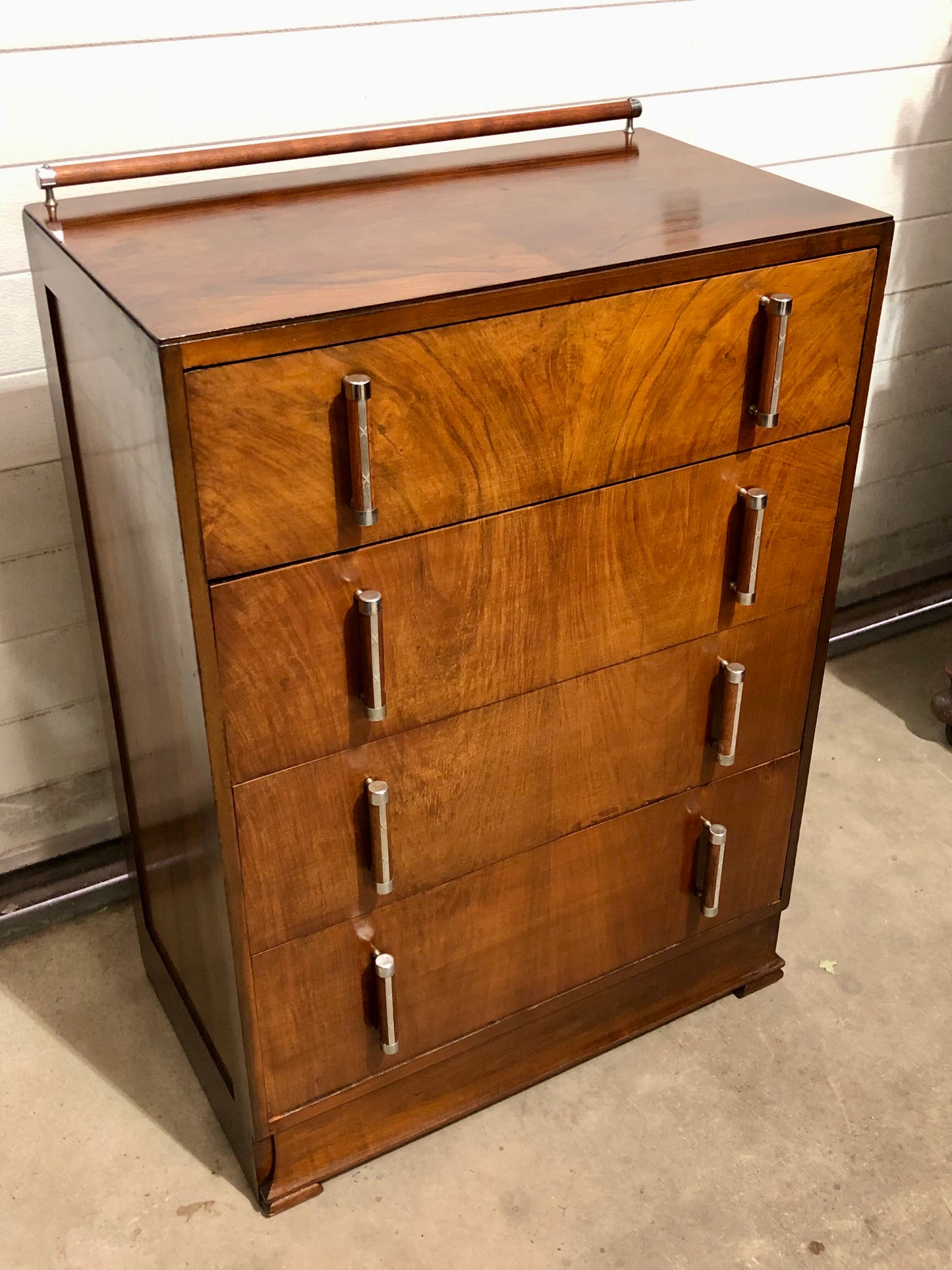 000728....Handsome Art Deco Walnut Chest Of Drawers ( sold )