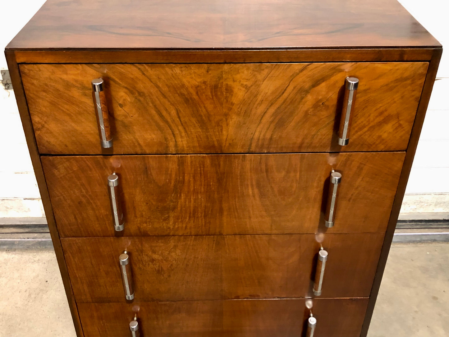 000728....Handsome Art Deco Walnut Chest Of Drawers ( sold )