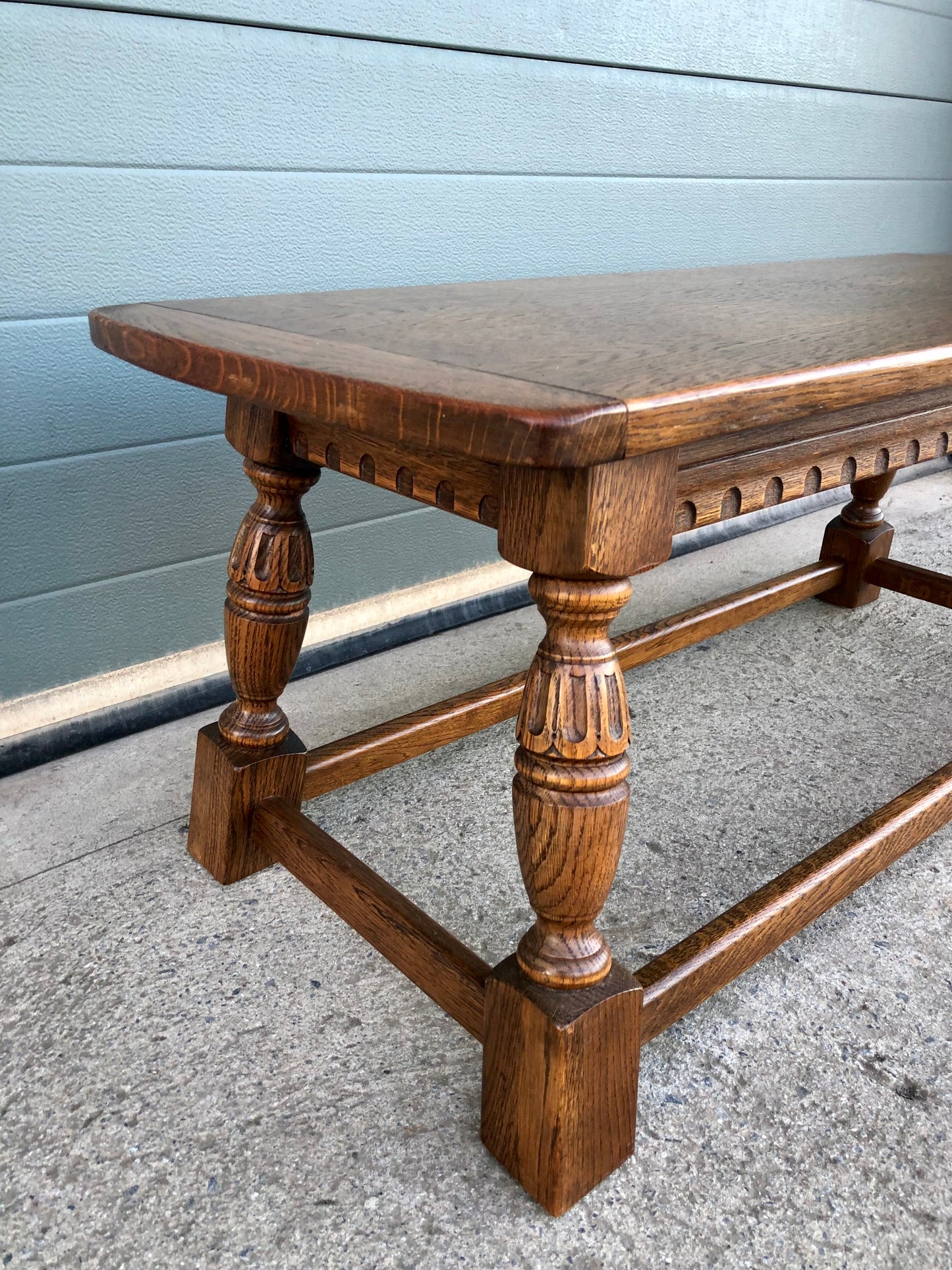 000565....Handsome Solid Carved Oak Coffee Table
