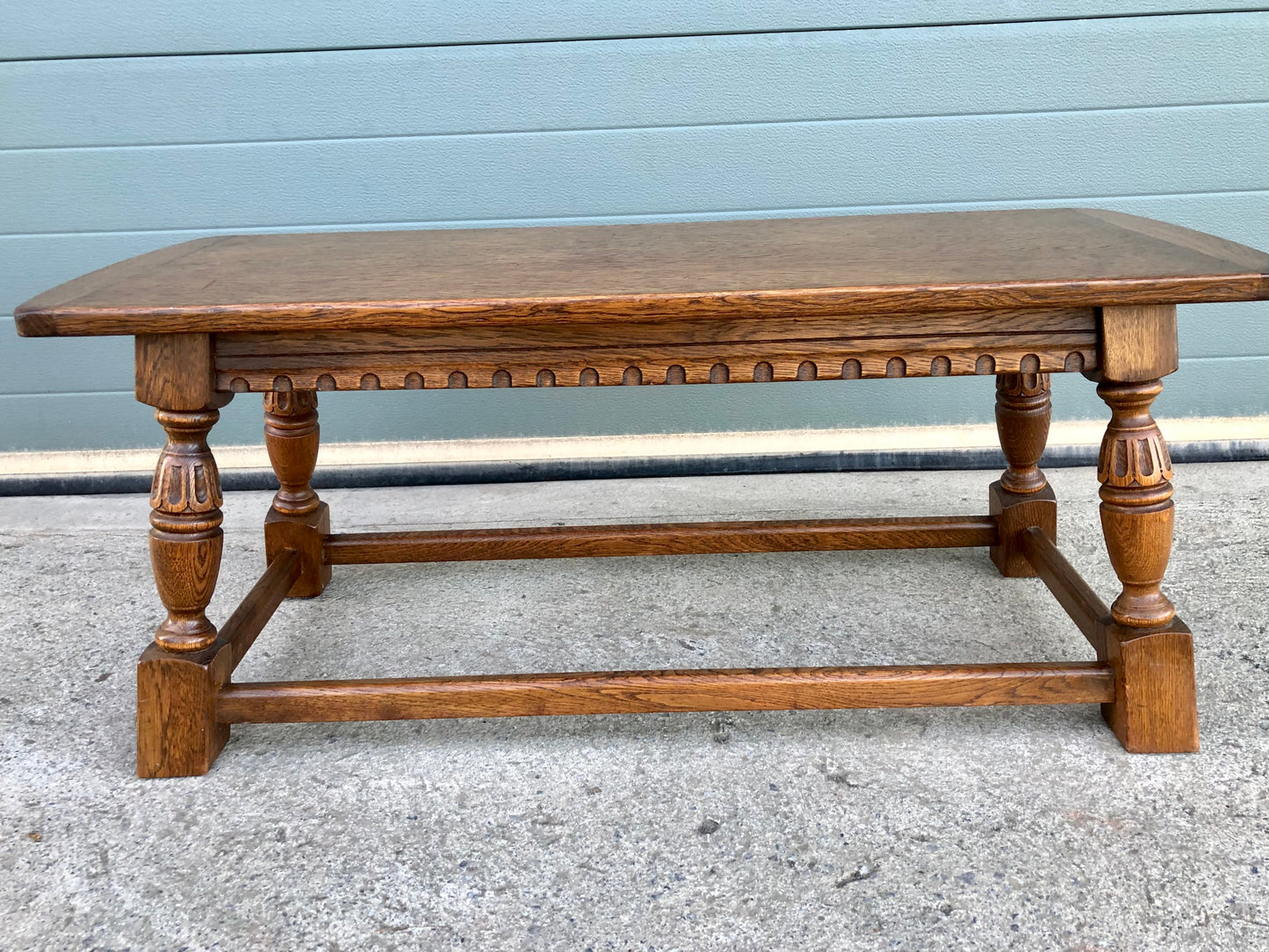 000565....Handsome Solid Carved Oak Coffee Table