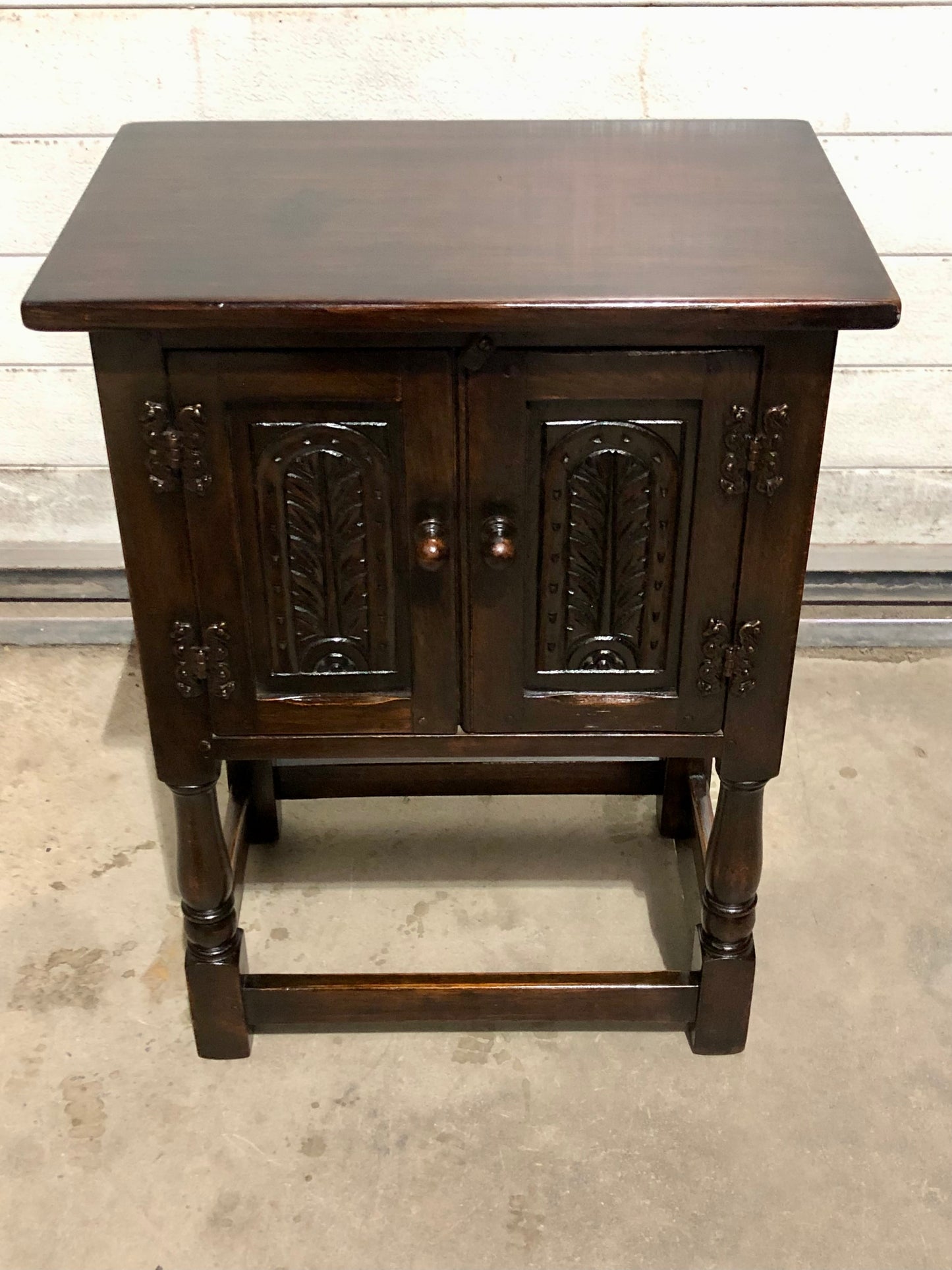 000726....Two Similar Vintage Carved Oak Bedside Tables ( sold )