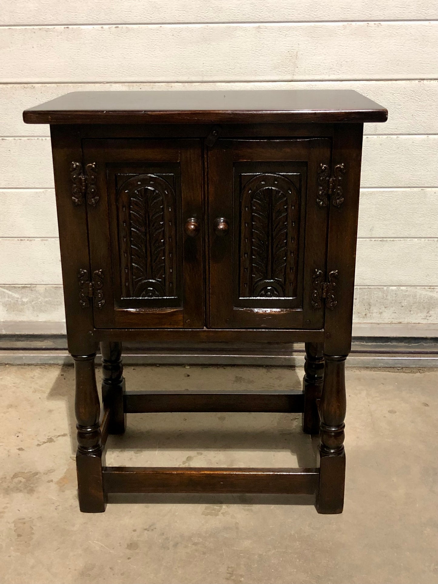 000726....Two Similar Vintage Carved Oak Bedside Tables ( sold )