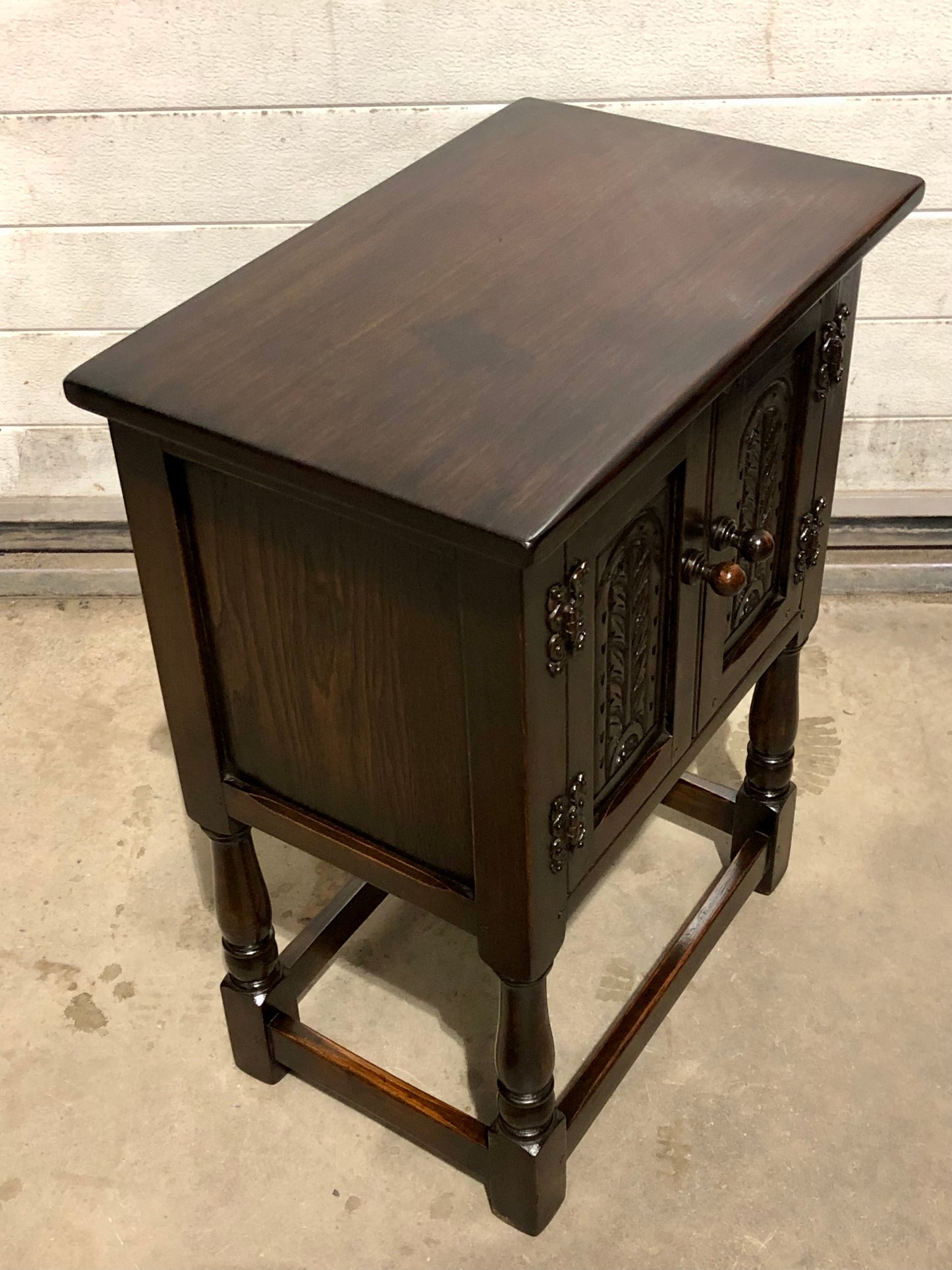 000726....Two Similar Vintage Carved Oak Bedside Tables ( sold )