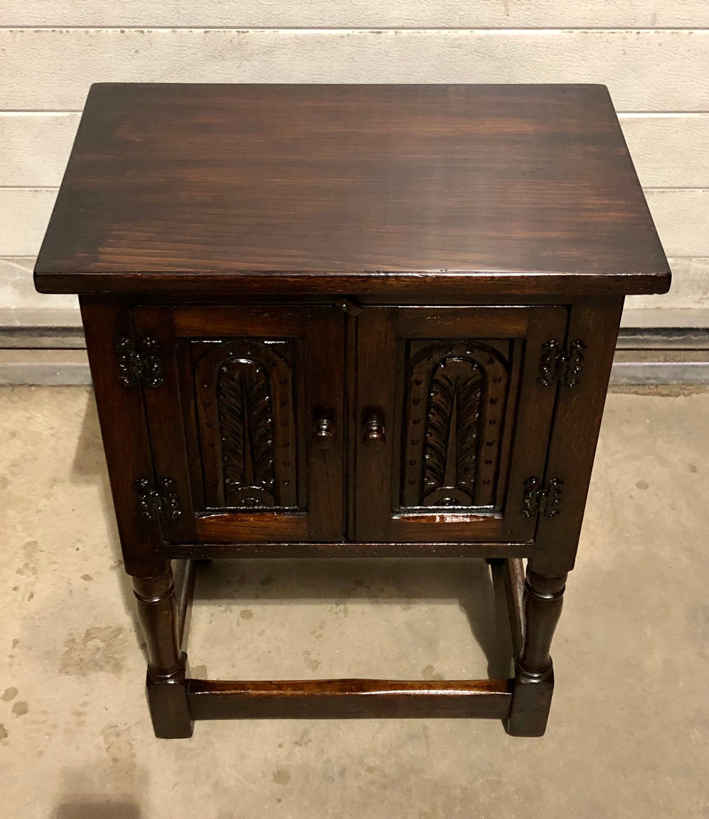 000726....Two Similar Vintage Carved Oak Bedside Tables ( sold )