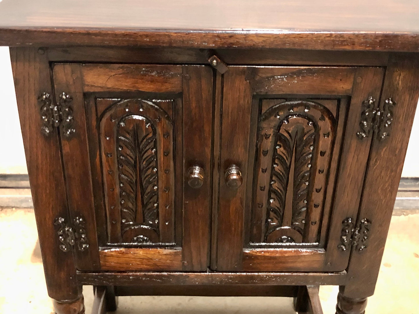 000726....Two Similar Vintage Carved Oak Bedside Tables ( sold )