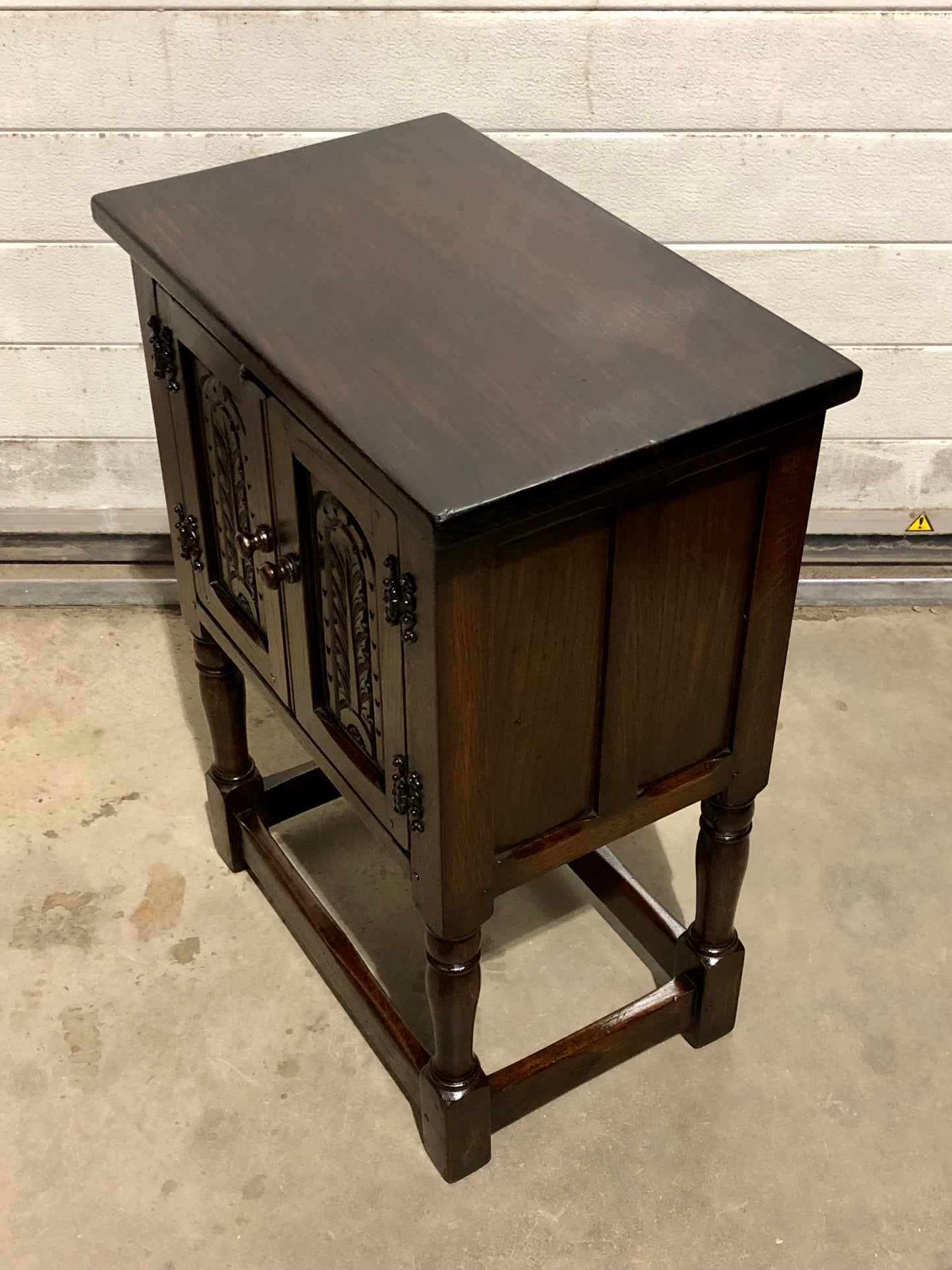 000726....Two Similar Vintage Carved Oak Bedside Tables ( sold )