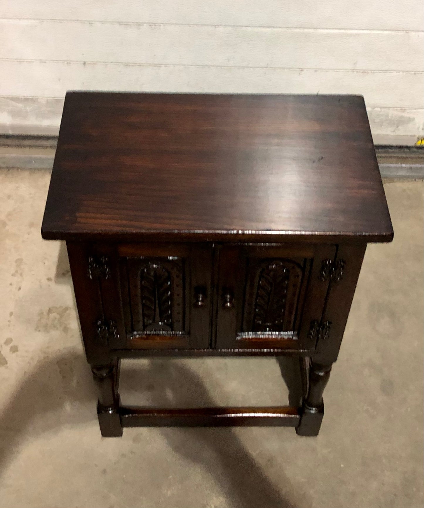 000726....Two Similar Vintage Carved Oak Bedside Tables ( sold )