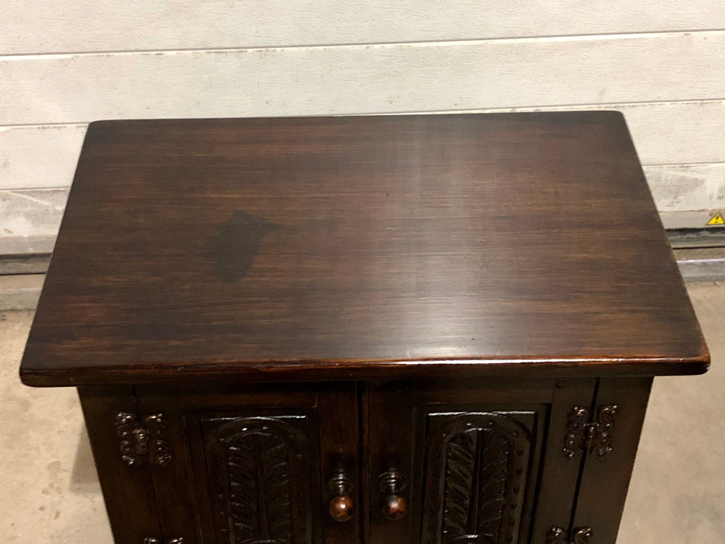 000726....Two Similar Vintage Carved Oak Bedside Tables ( sold )