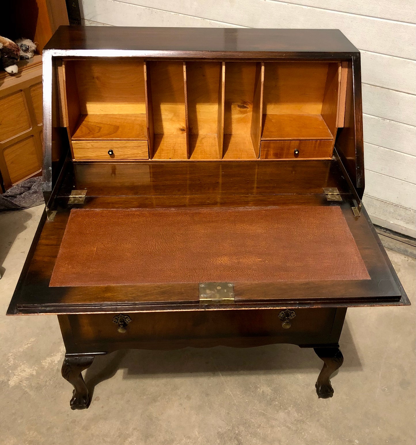 000725....Handsome Vintage Figured Walnut Writing Bureau ( sold )