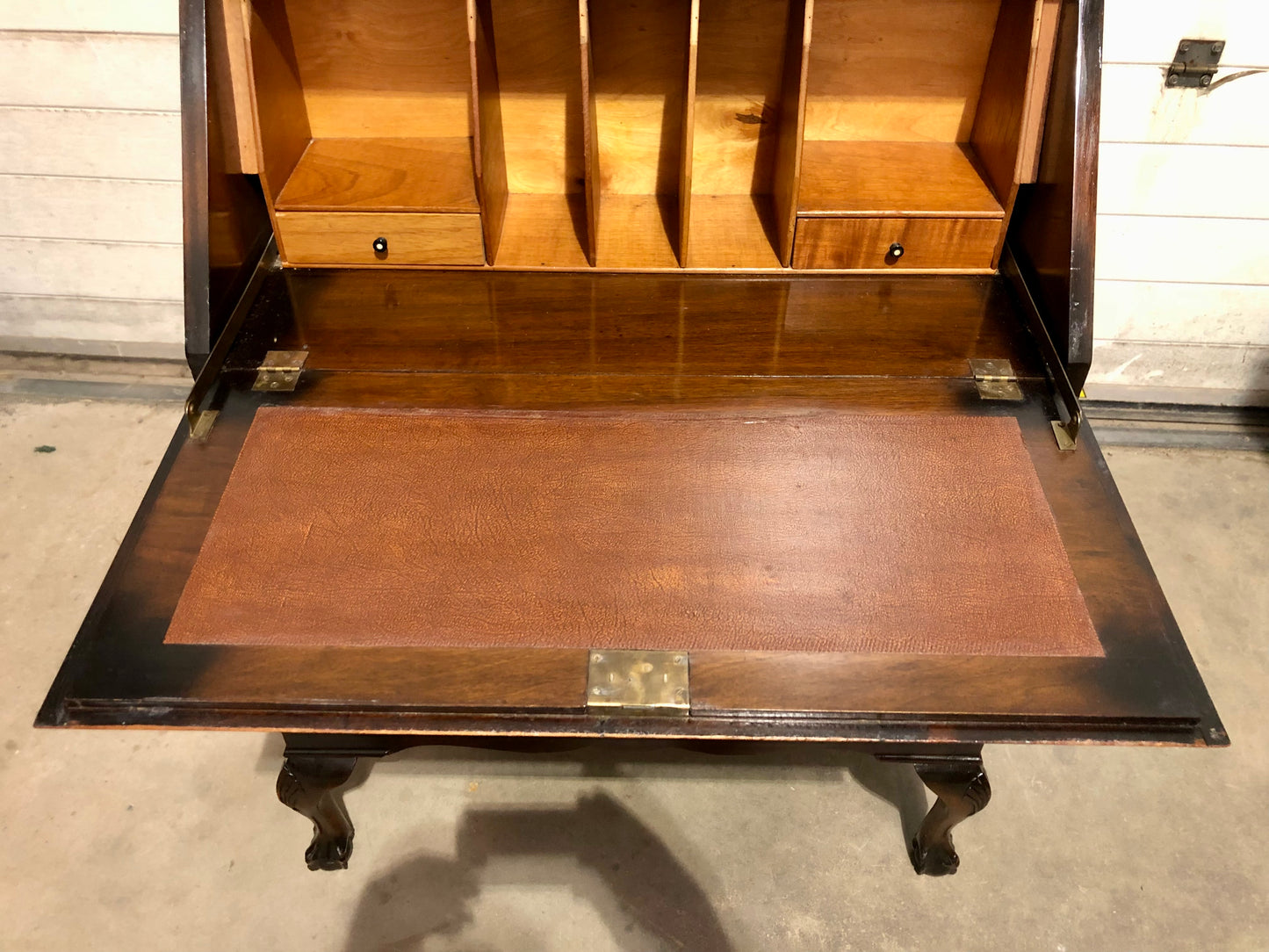 000725....Handsome Vintage Figured Walnut Writing Bureau ( sold )