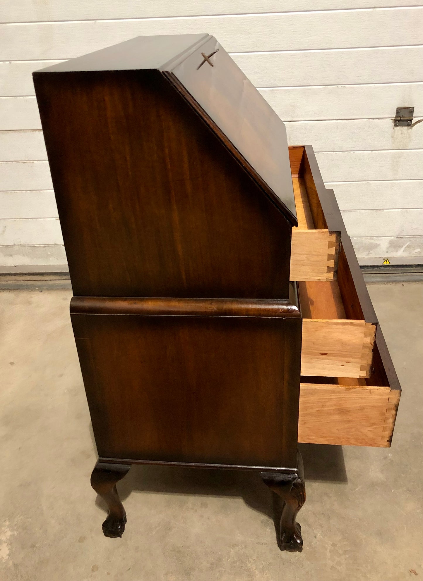 000725....Handsome Vintage Figured Walnut Writing Bureau ( sold )