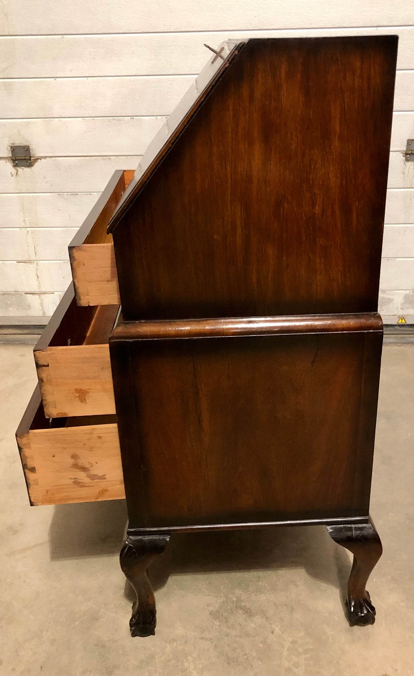 000725....Handsome Vintage Figured Walnut Writing Bureau ( sold )