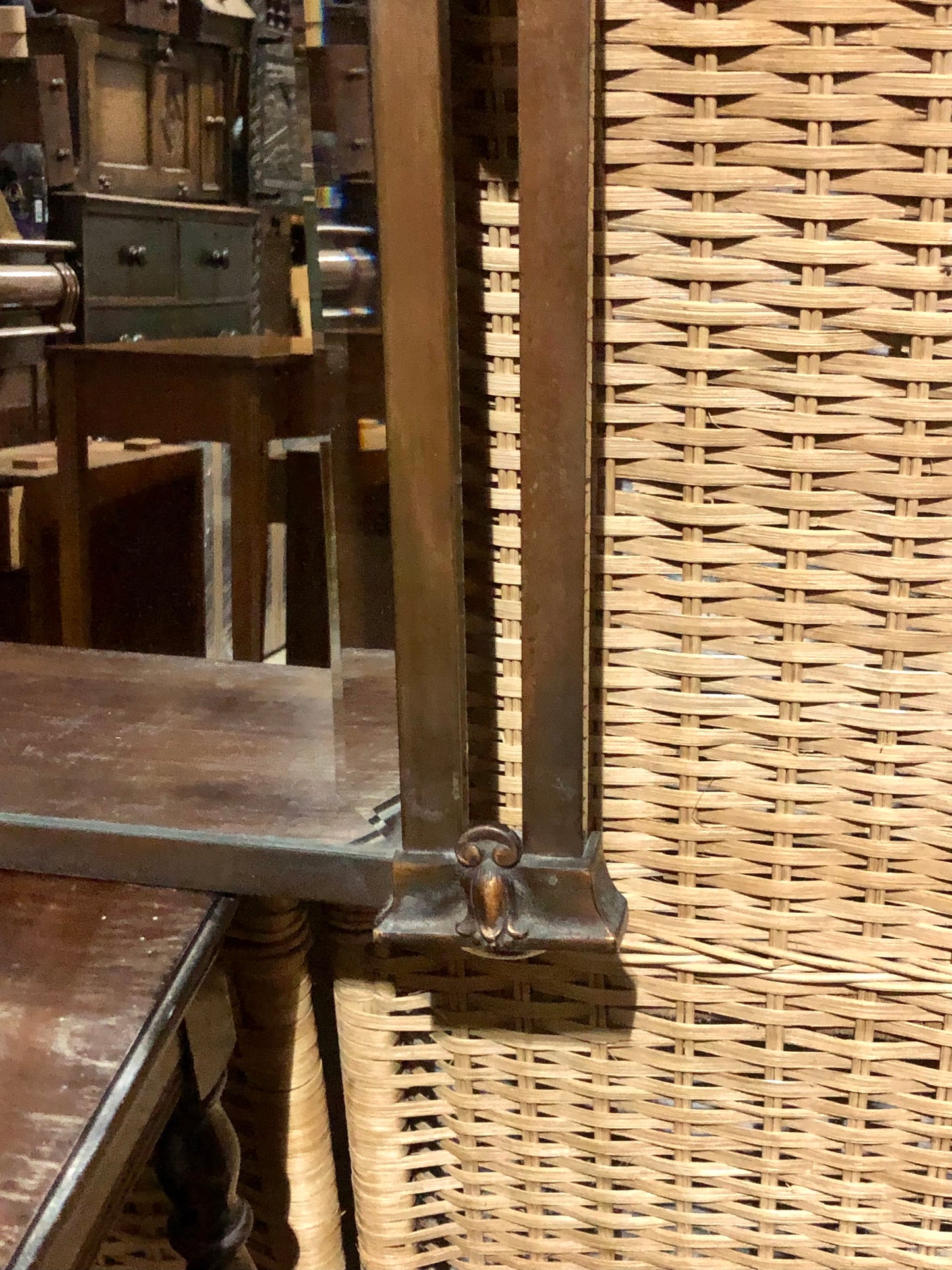 000558....Handsome Vintage Metal Overmantel Mirror