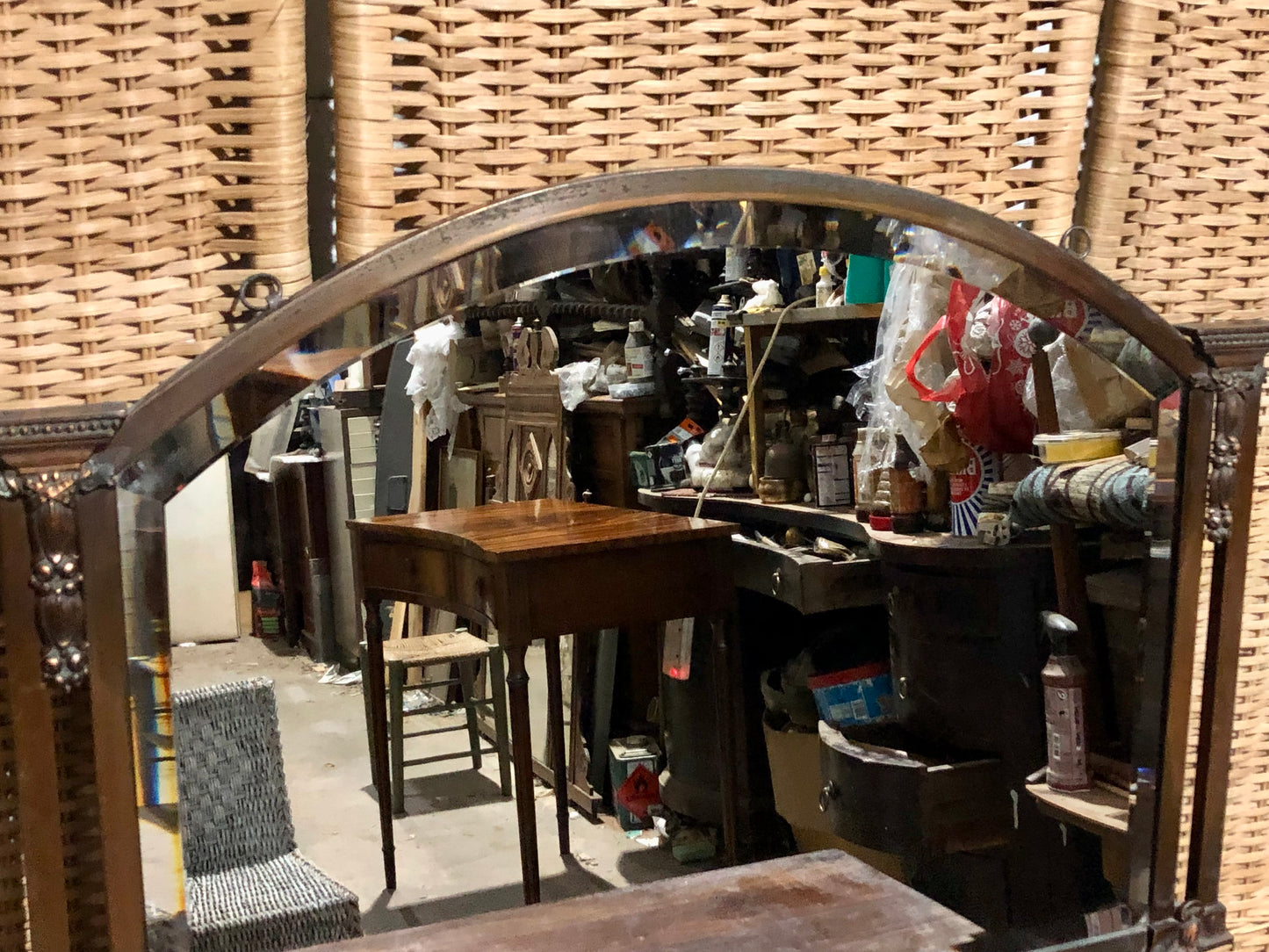 000558....Handsome Vintage Metal Overmantel Mirror