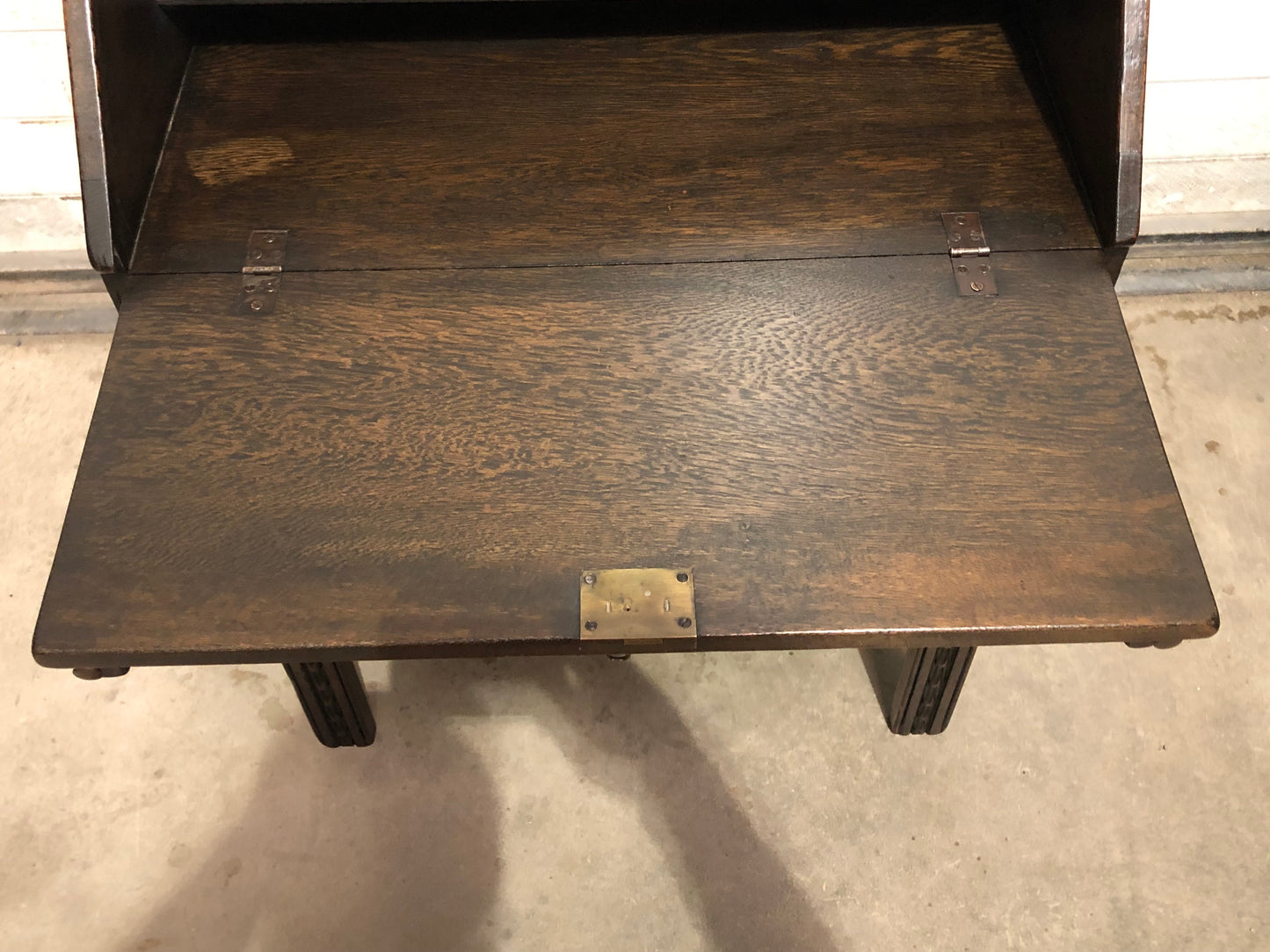 000719....Handsome Vintage Carved Oak Bureau / Writing Desk ( sold )