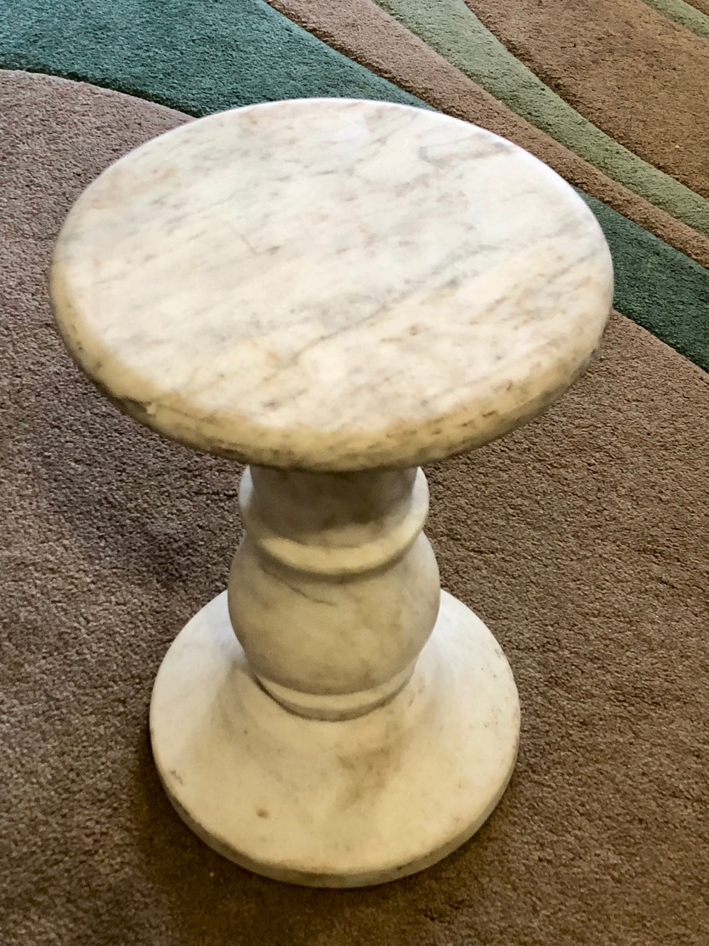 000554....Handsome Antique Off White Marble Pedestal