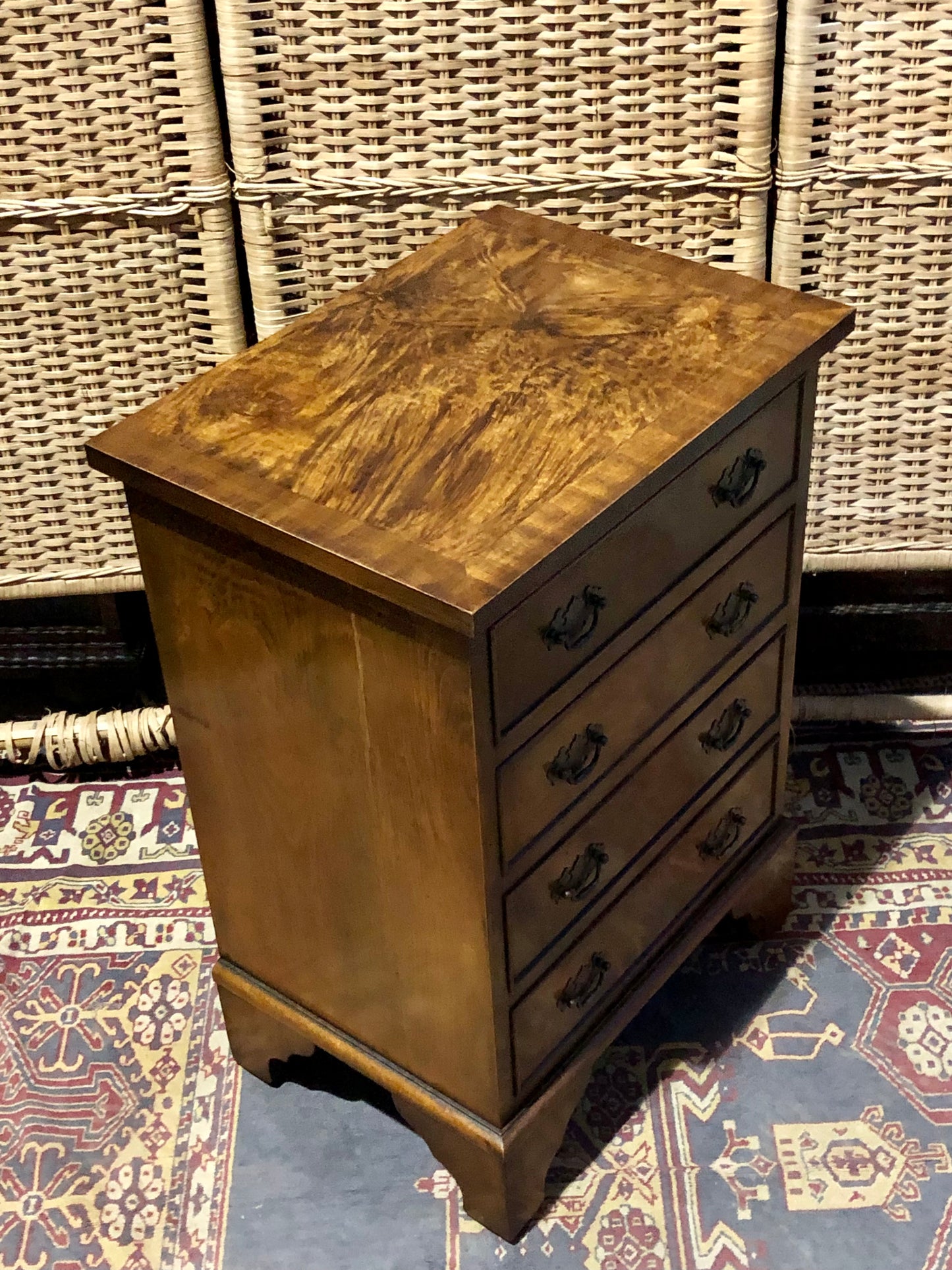 000553....Handsome Vintage Walnut Bedside Chest