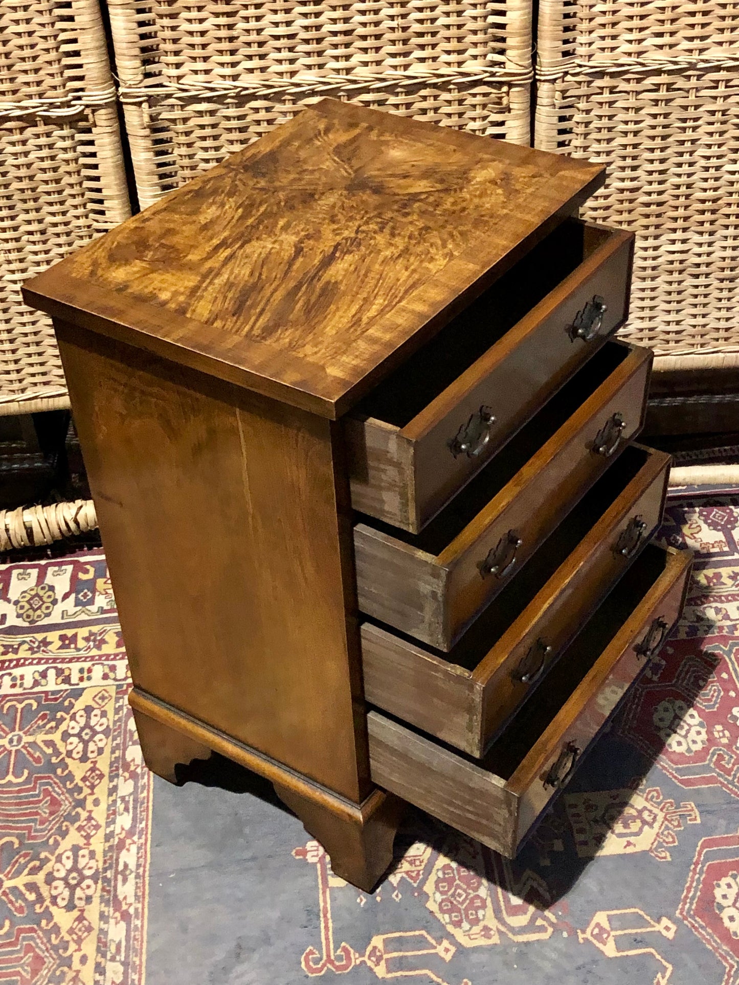 000553....Handsome Vintage Walnut Bedside Chest