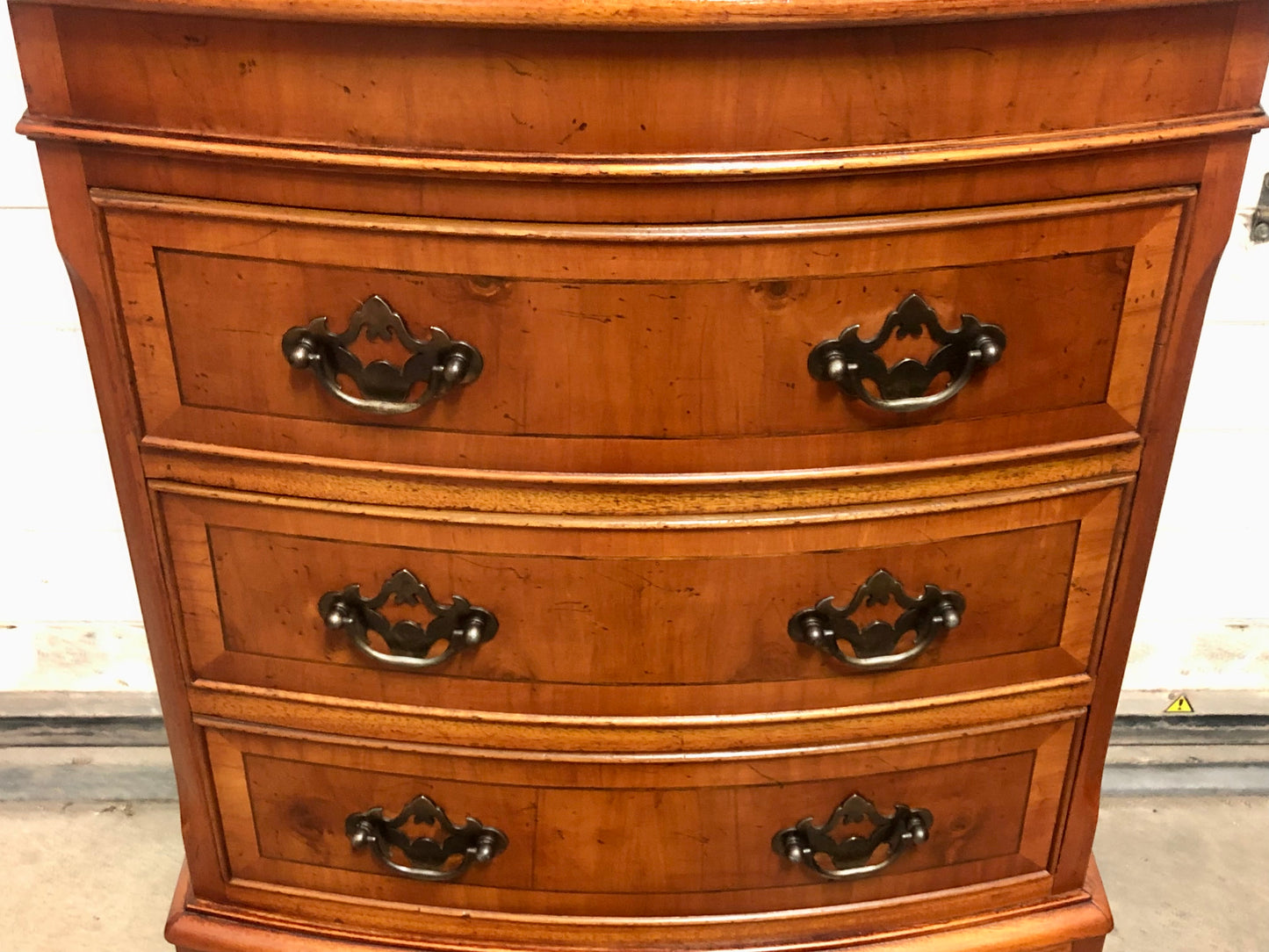 000715....Handsome Vintage Yew Tallboy Chest Of Drawers