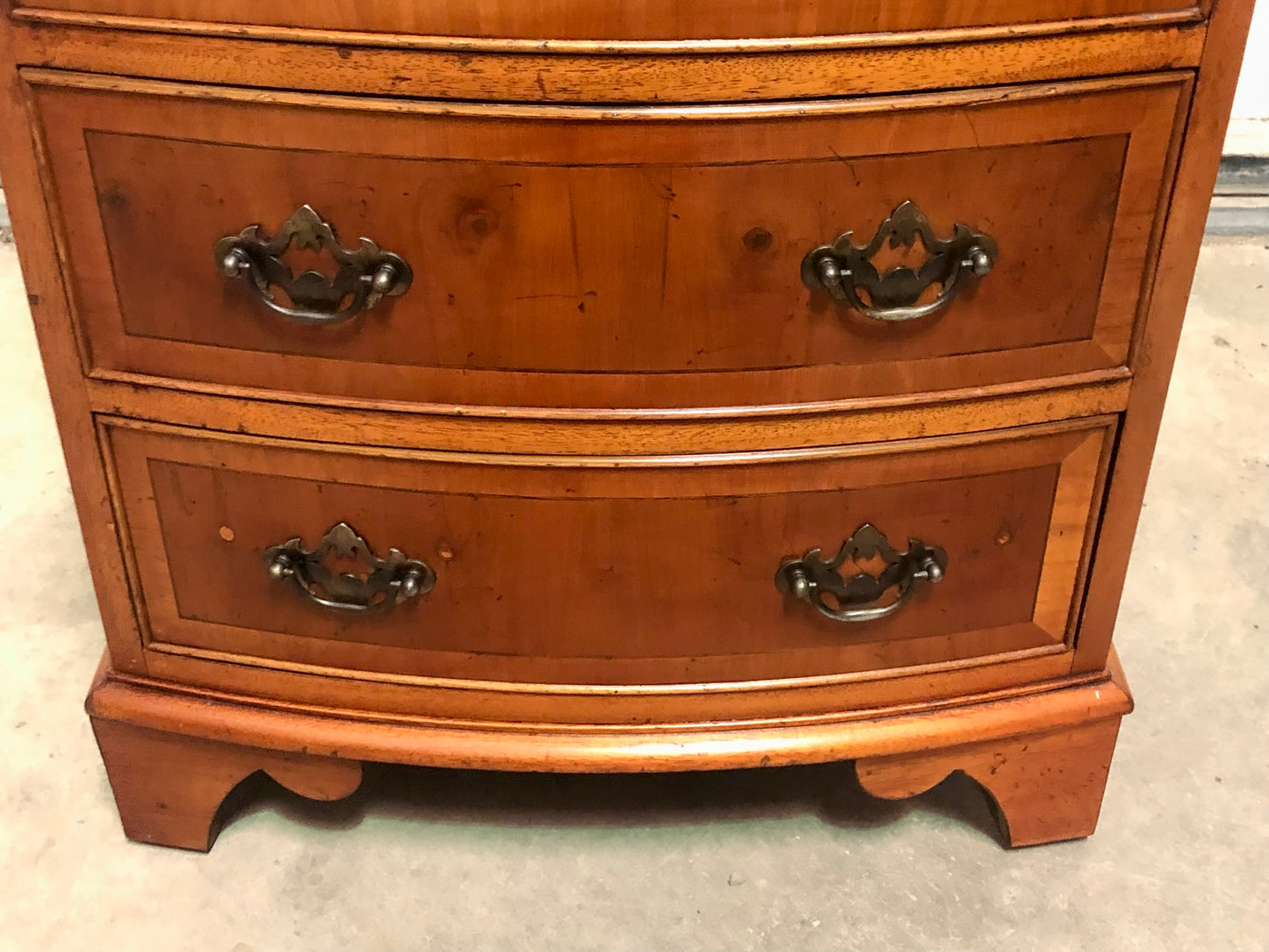 000715....Handsome Vintage Yew Tallboy Chest Of Drawers