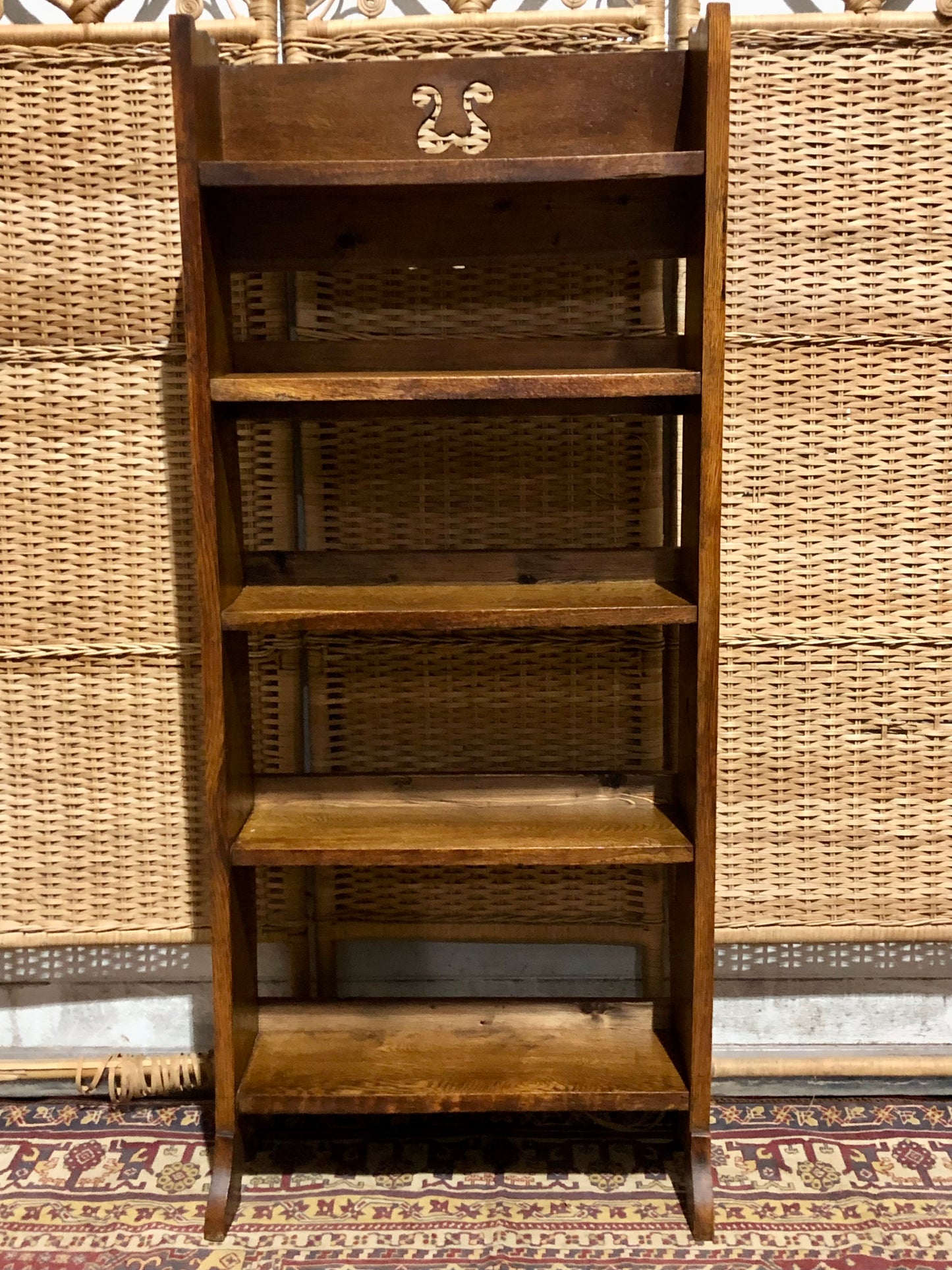 000549....Handsome Arts And Crafts Oak Bookcase ( sold )