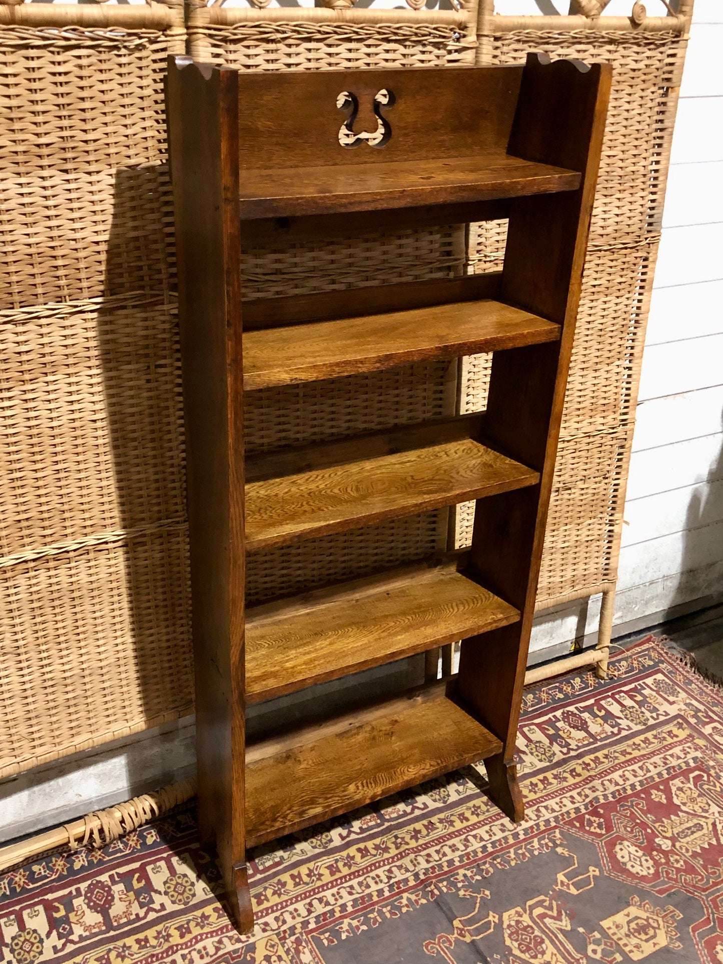 000549....Handsome Arts And Crafts Oak Bookcase ( sold )