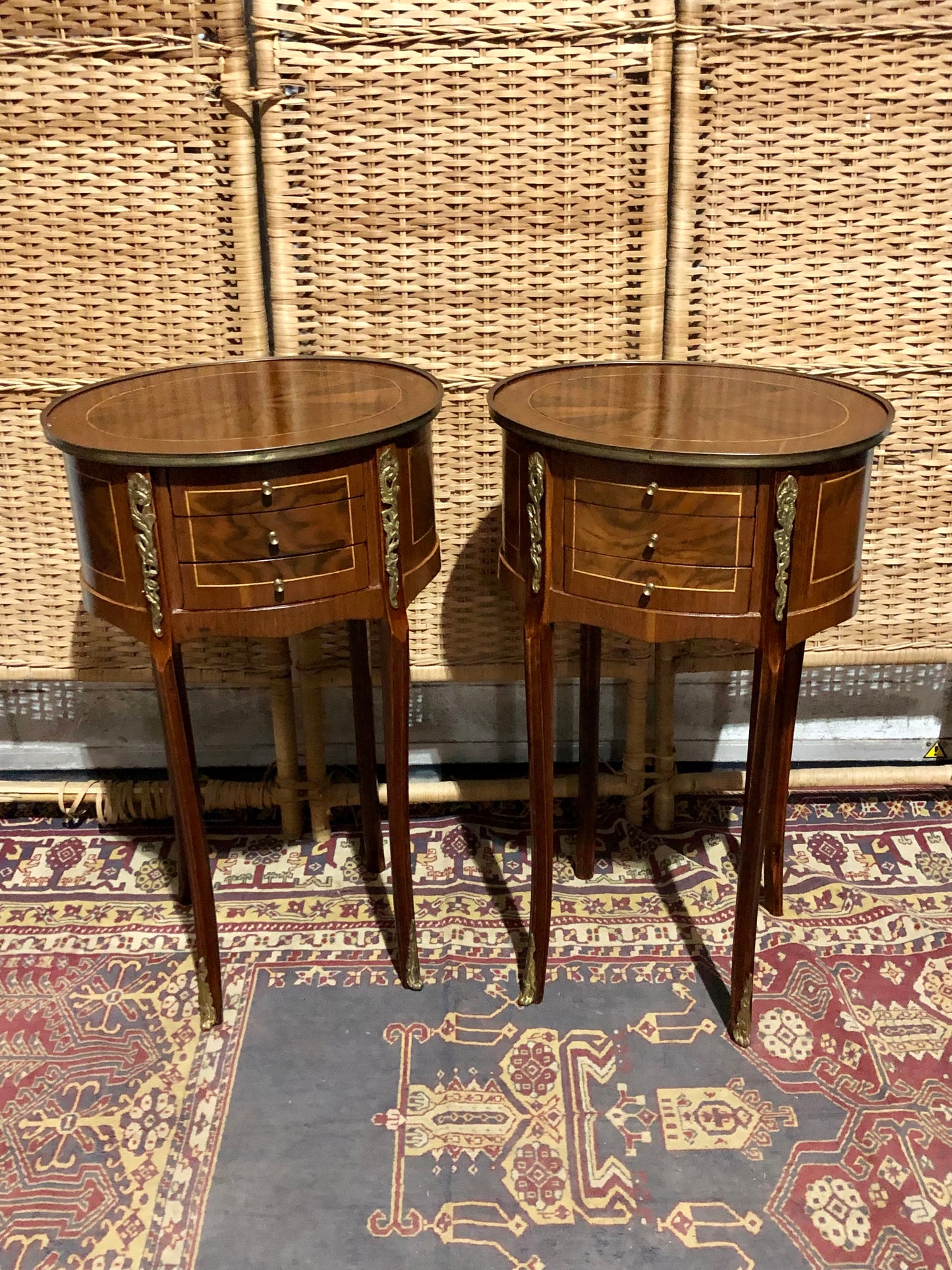 000545....Handsome Pair Of Vintage French Lamp Tables ( sold )