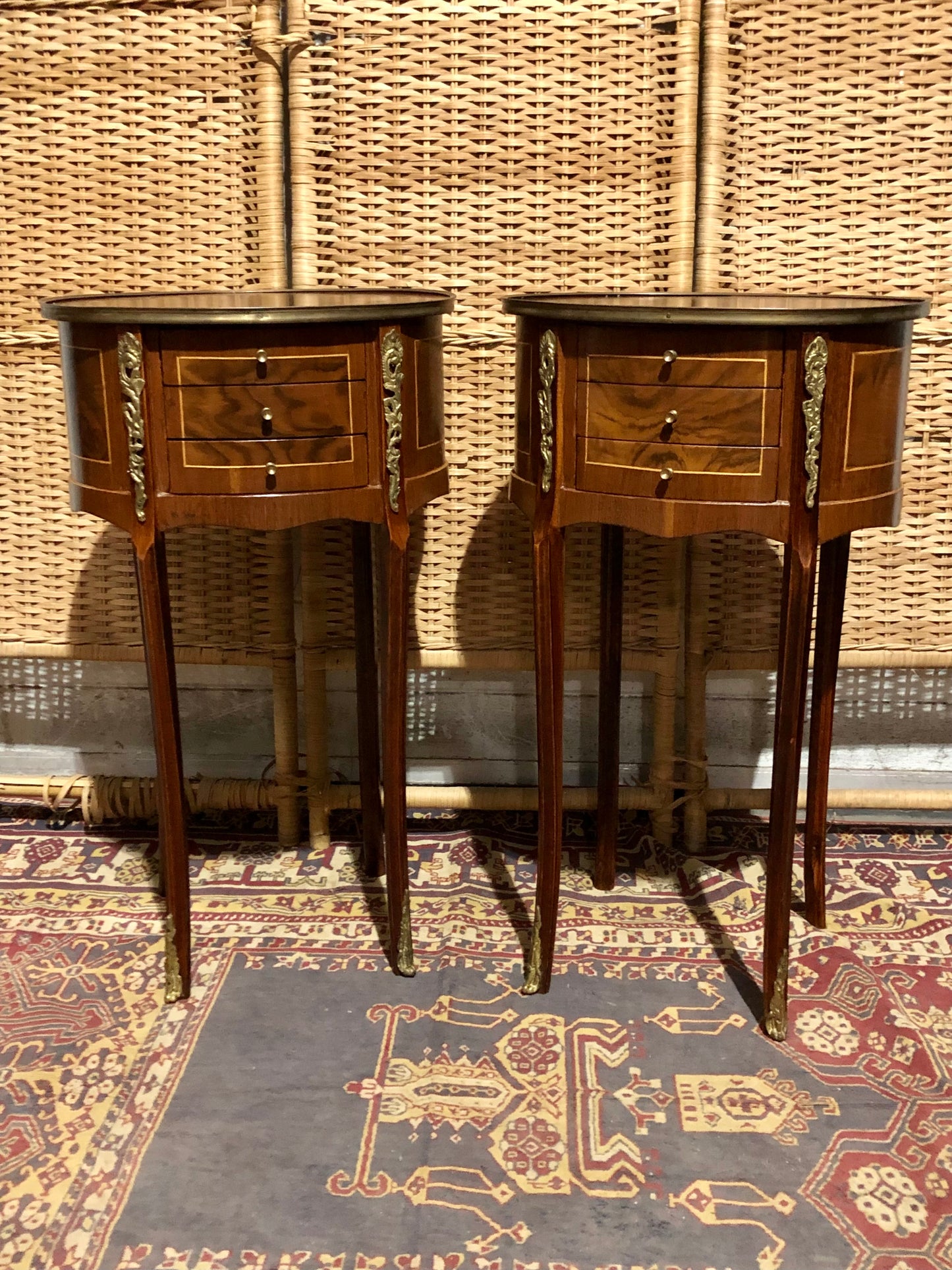000545....Handsome Pair Of Vintage French Lamp Tables ( sold )
