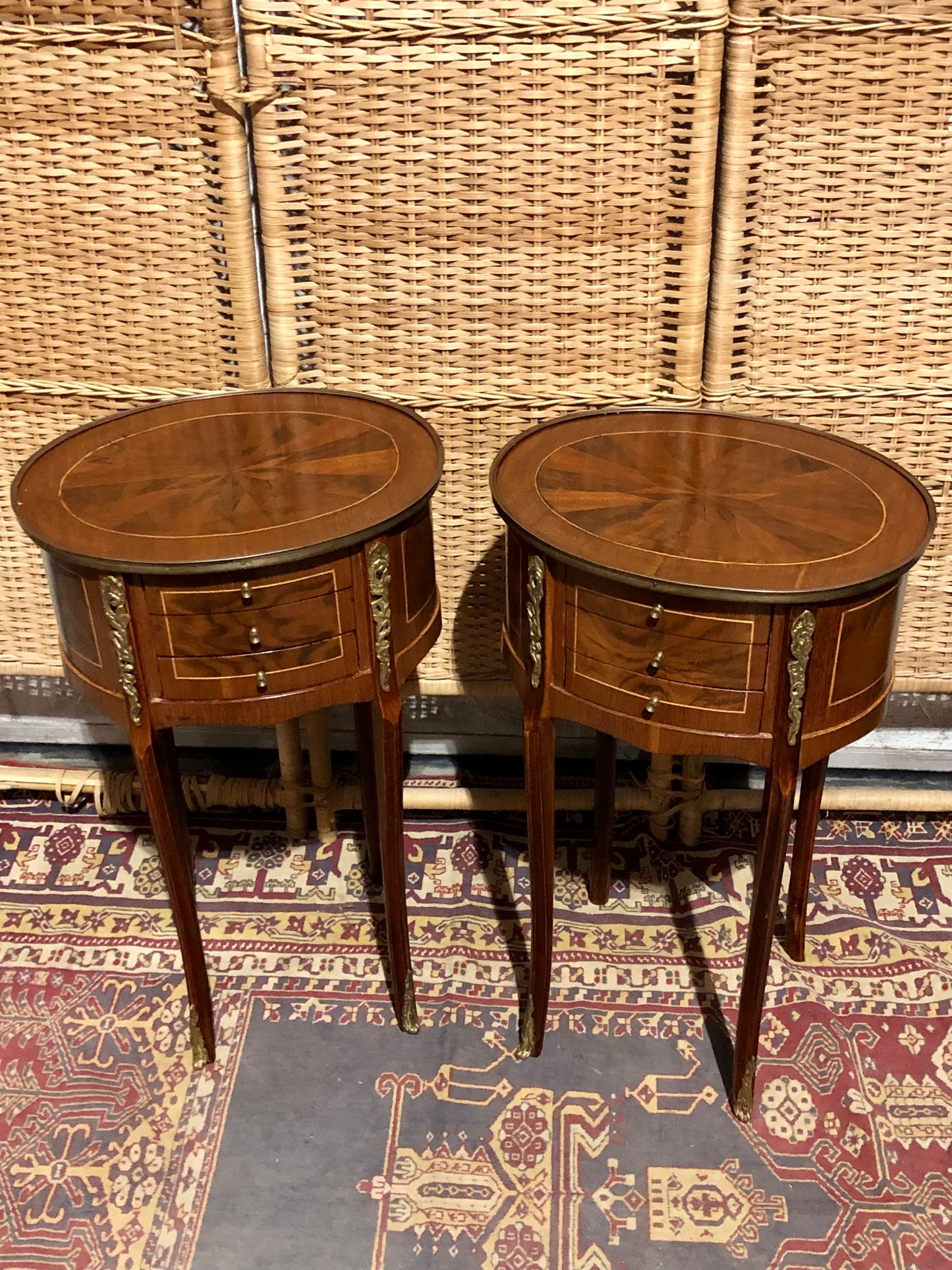 000545....Handsome Pair Of Vintage French Lamp Tables ( sold )