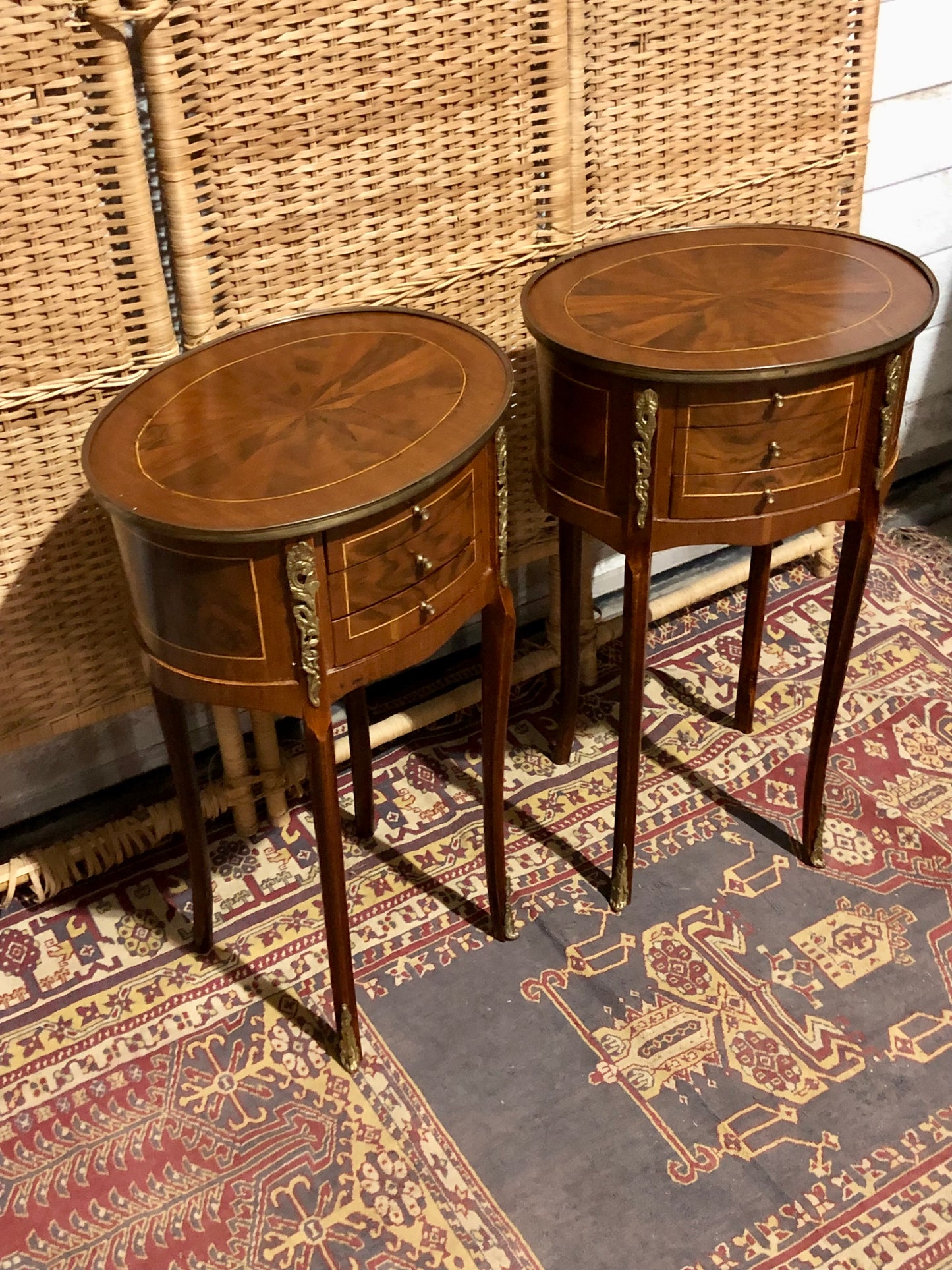 000545....Handsome Pair Of Vintage French Lamp Tables ( sold )