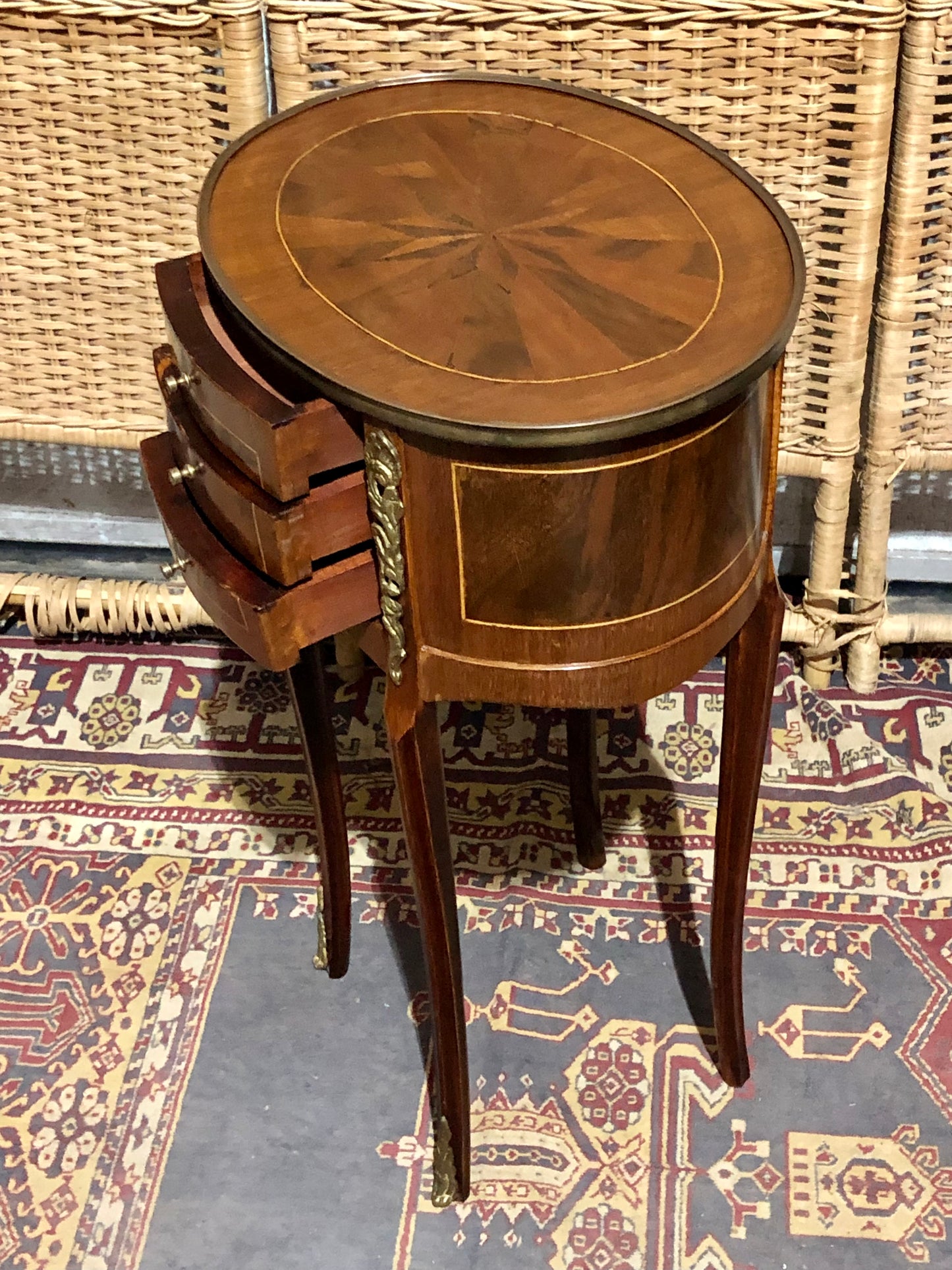 000545....Handsome Pair Of Vintage French Lamp Tables ( sold )