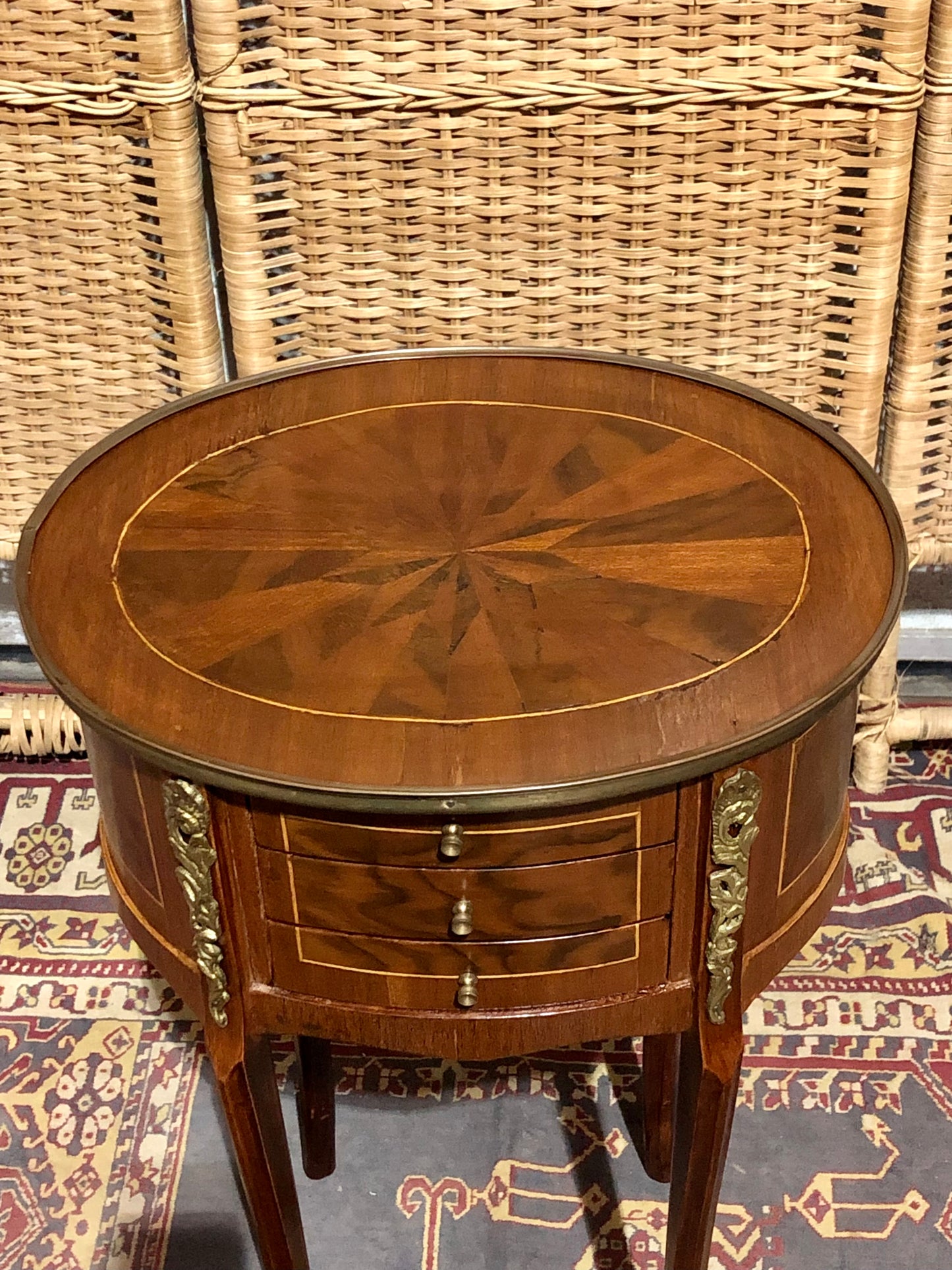 000545....Handsome Pair Of Vintage French Lamp Tables ( sold )