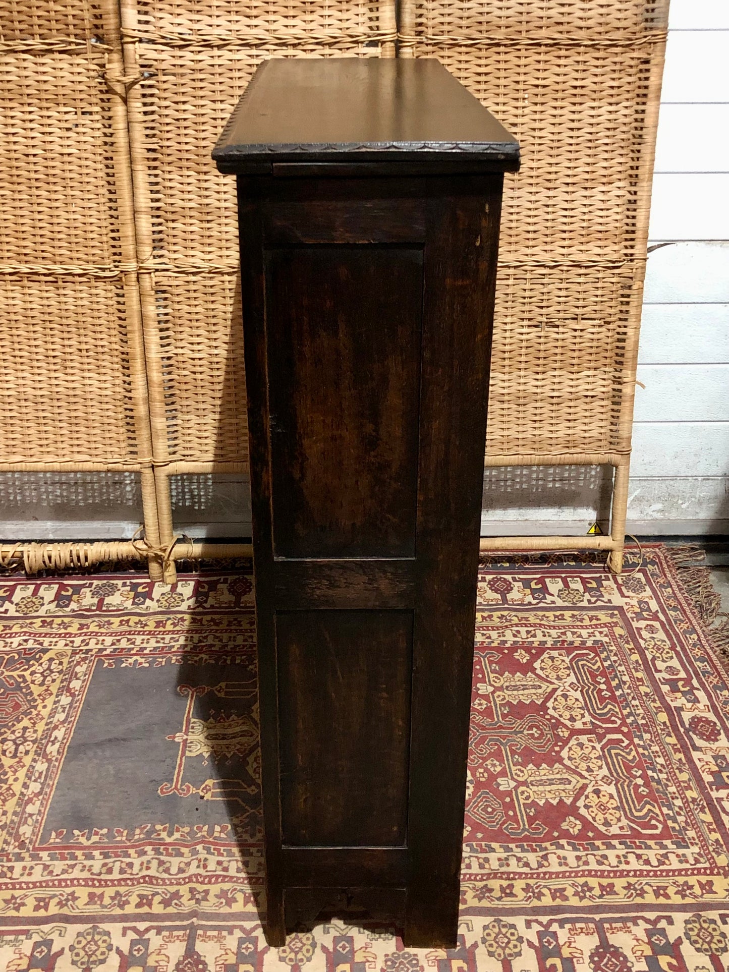 000543....Handsome Antique Carved Oak Bookcase ( sold )