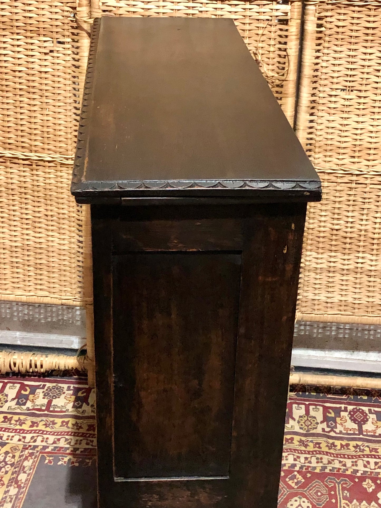 000543....Handsome Antique Carved Oak Bookcase ( sold )