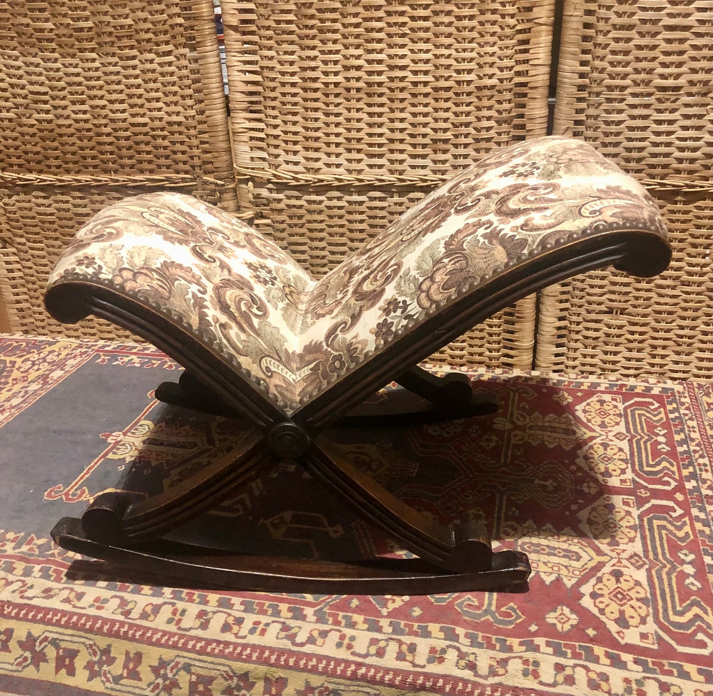 000537...Handsome Antique Mahogany Gout Stool / Footstool