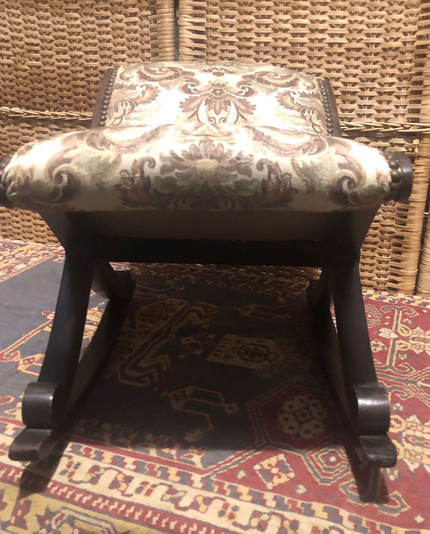 000537...Handsome Antique Mahogany Gout Stool / Footstool