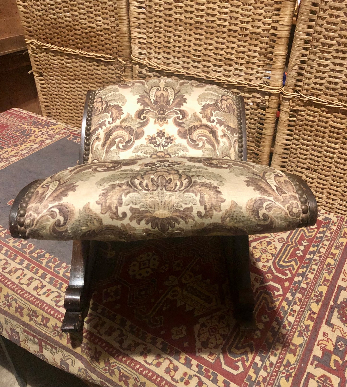 000537...Handsome Antique Mahogany Gout Stool / Footstool