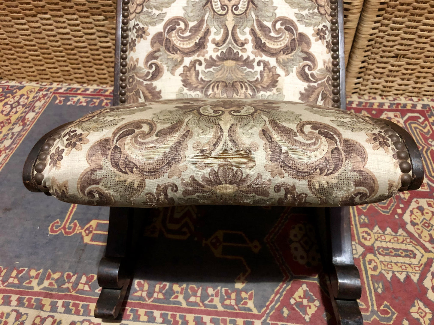 000537...Handsome Antique Mahogany Gout Stool / Footstool