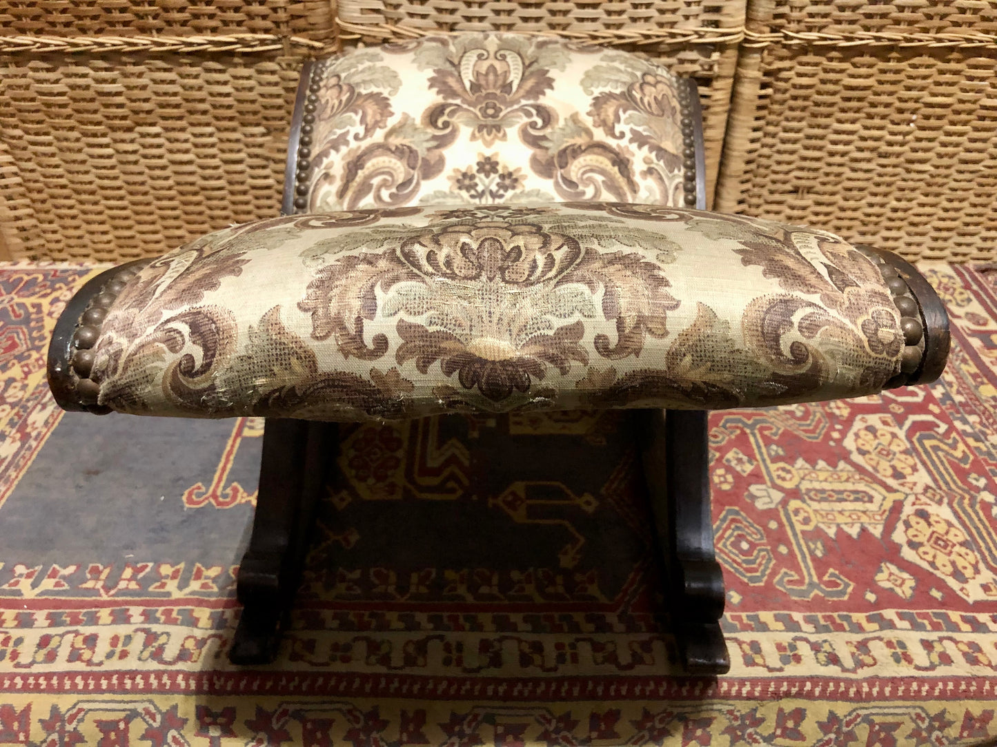 000537...Handsome Antique Mahogany Gout Stool / Footstool