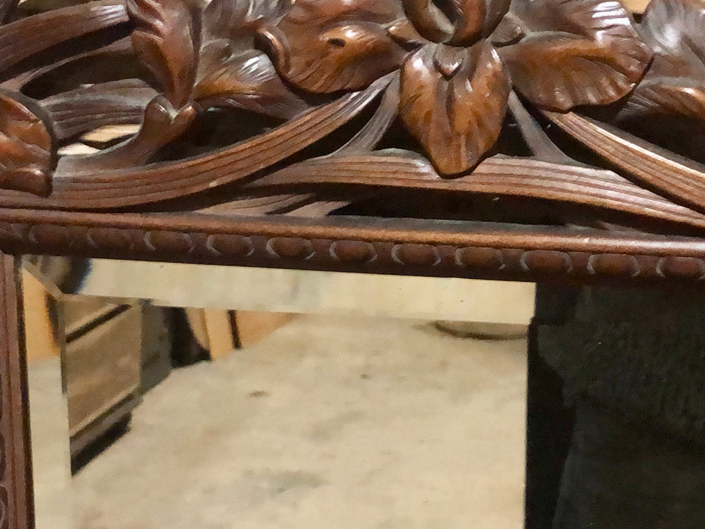 000540....Handsome Art Nouveau Carved Walnut Mirror