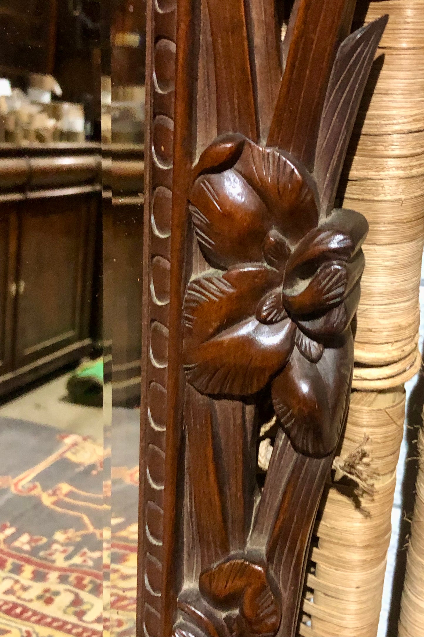 000540....Handsome Art Nouveau Carved Walnut Mirror