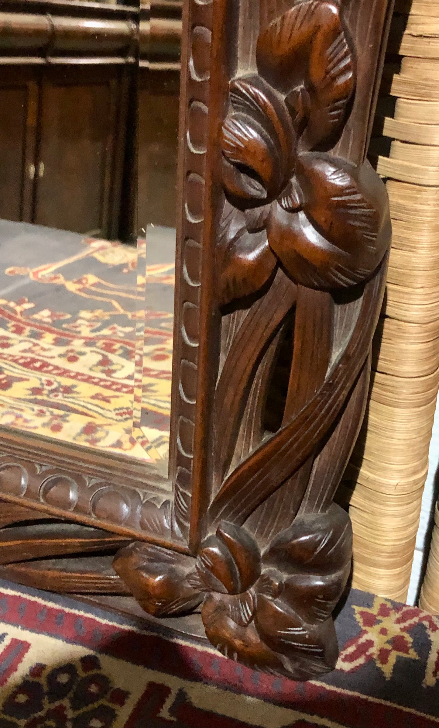 000540....Handsome Art Nouveau Carved Walnut Mirror