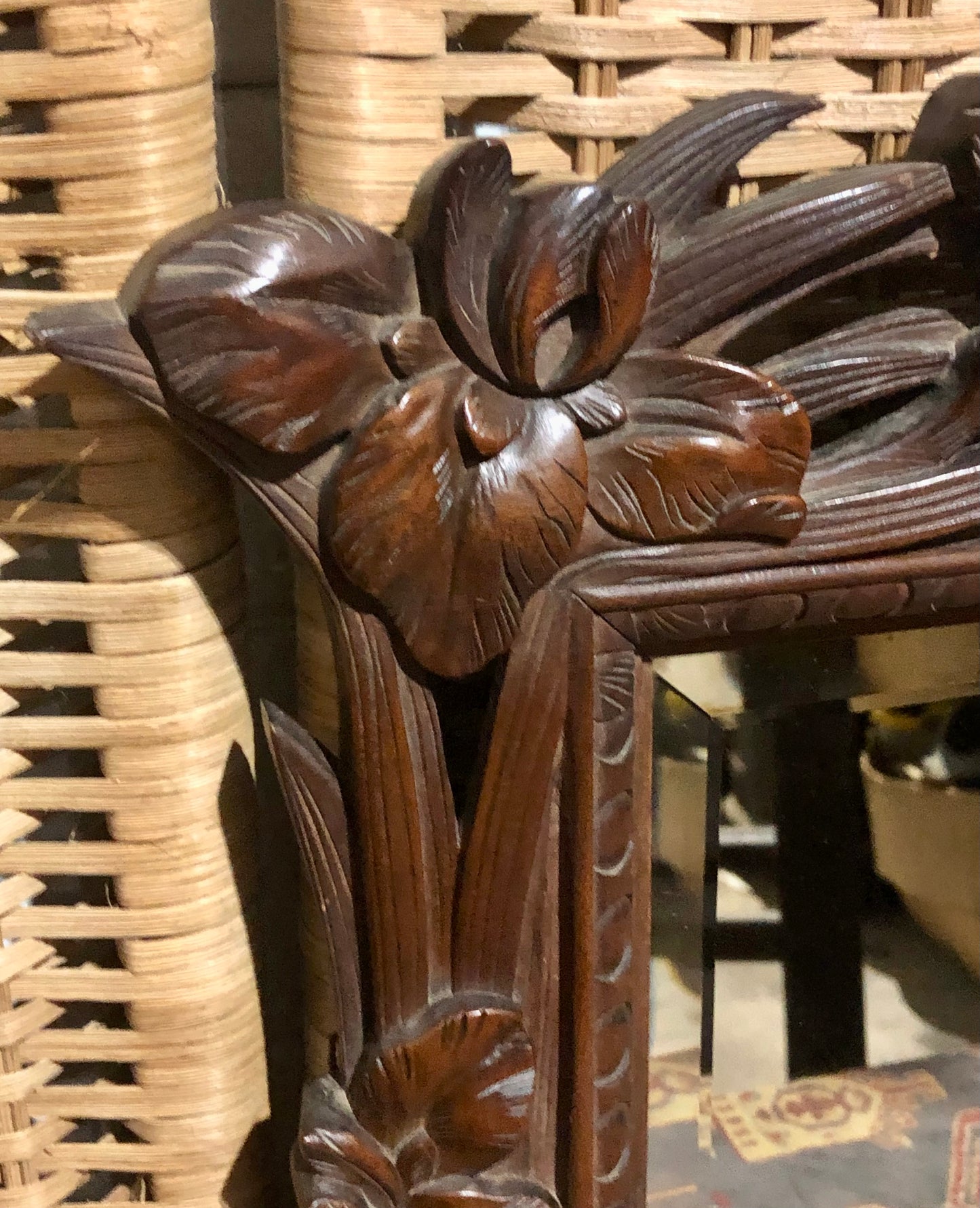 000540....Handsome Art Nouveau Carved Walnut Mirror